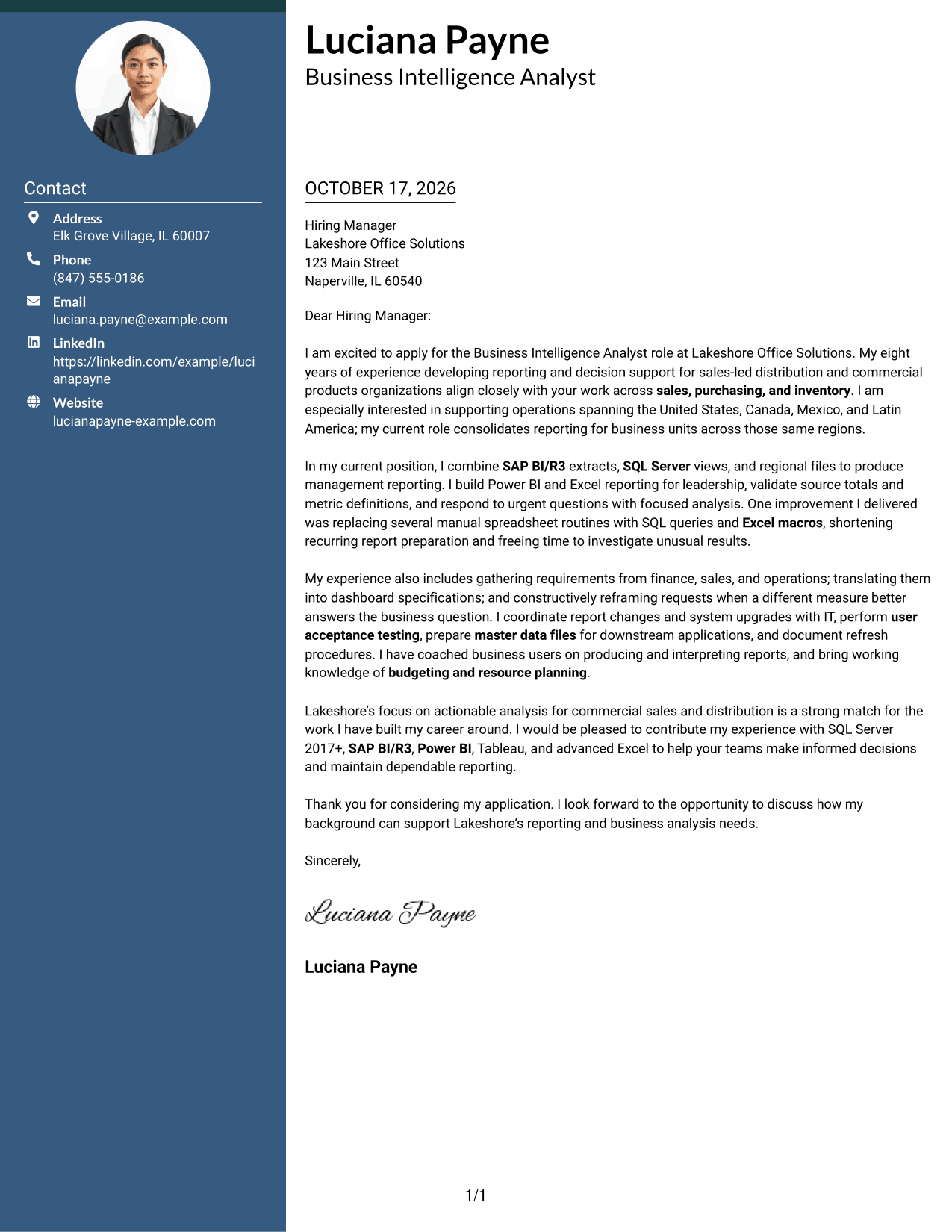 Cover letter example — page 1