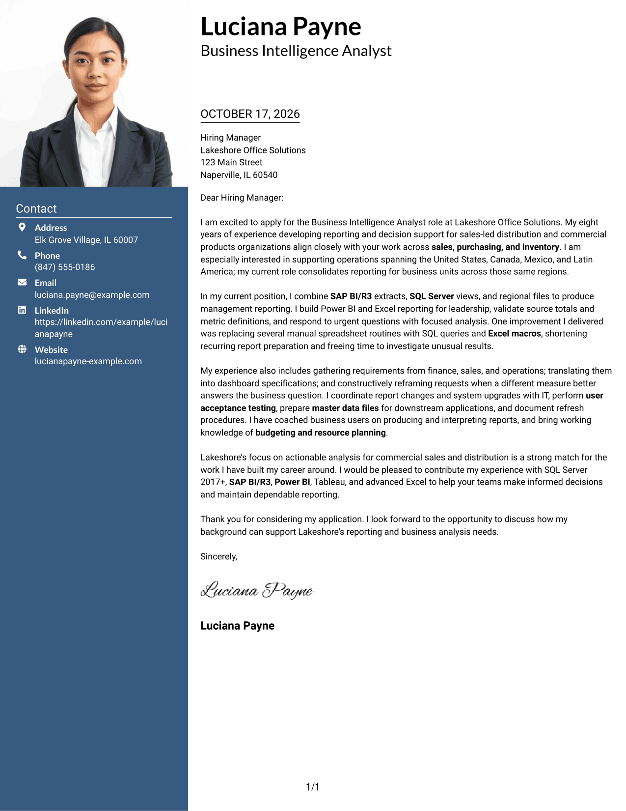Cover letter example — page 1