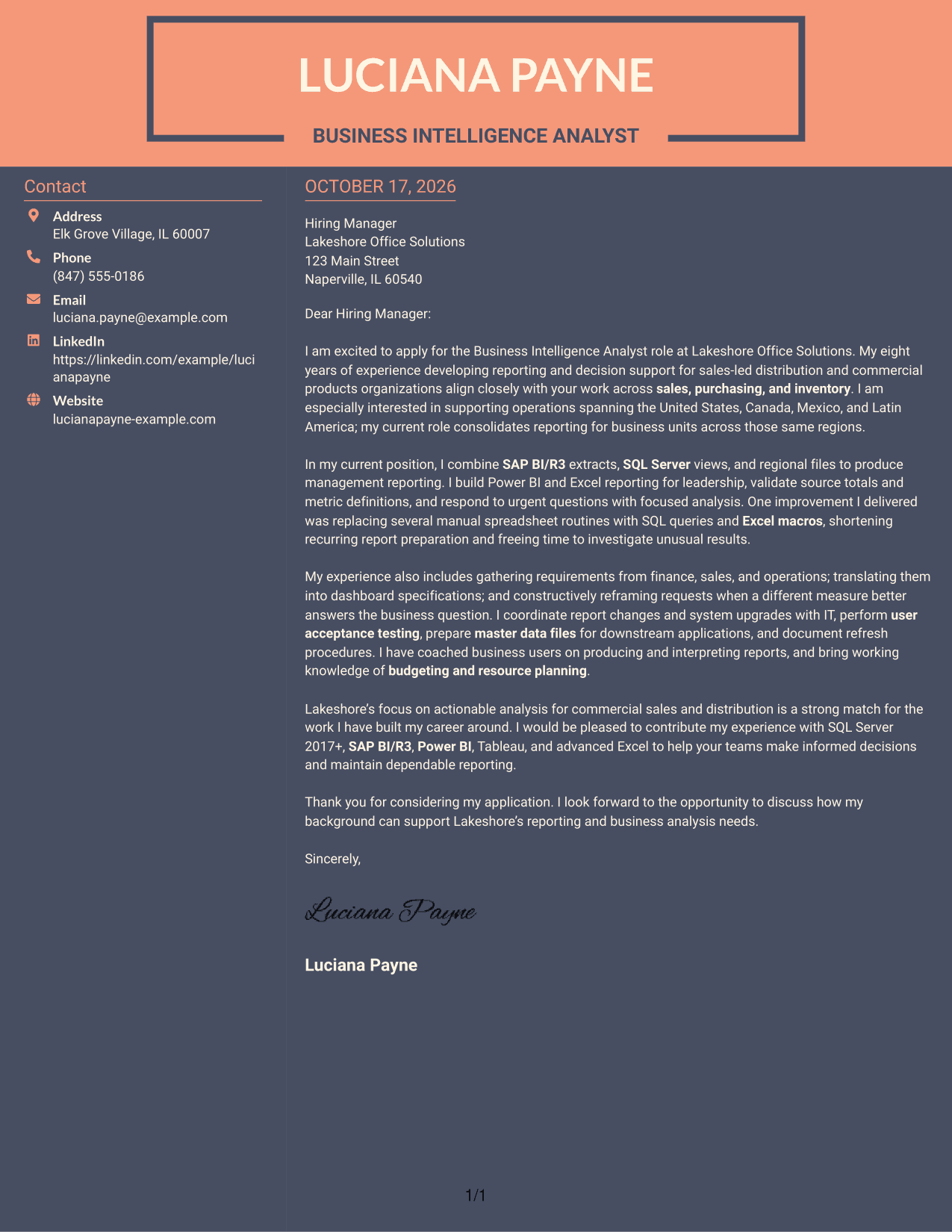 Cover letter example — page 1