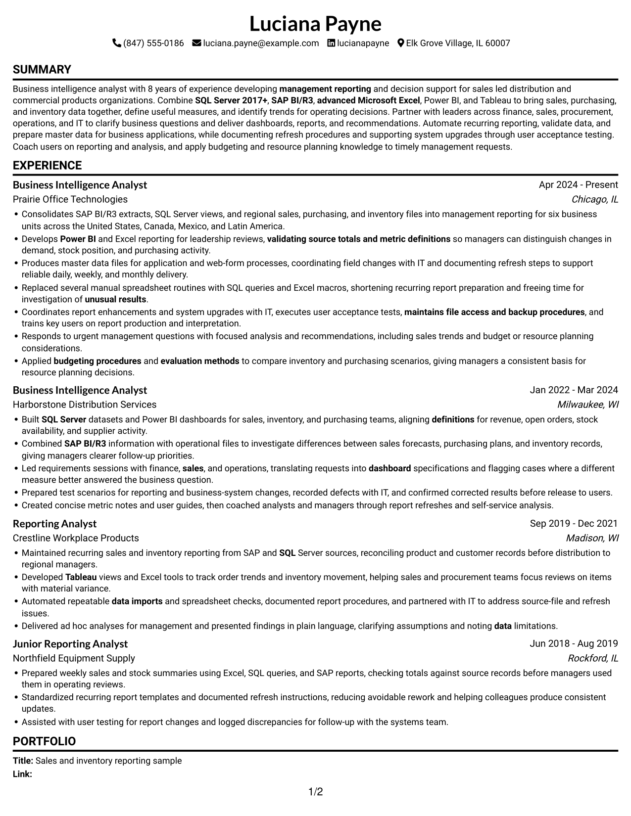 Resume example — page 1