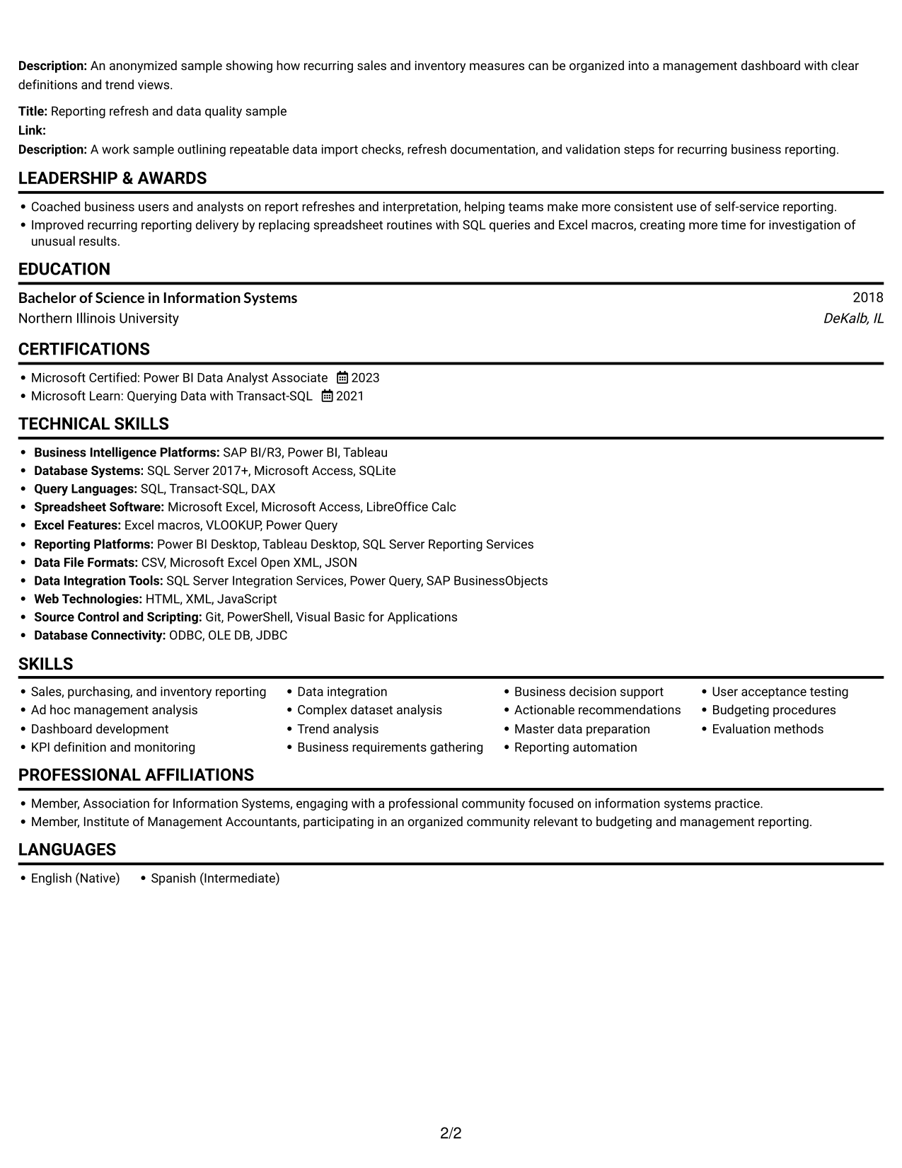 Resume example — page 2