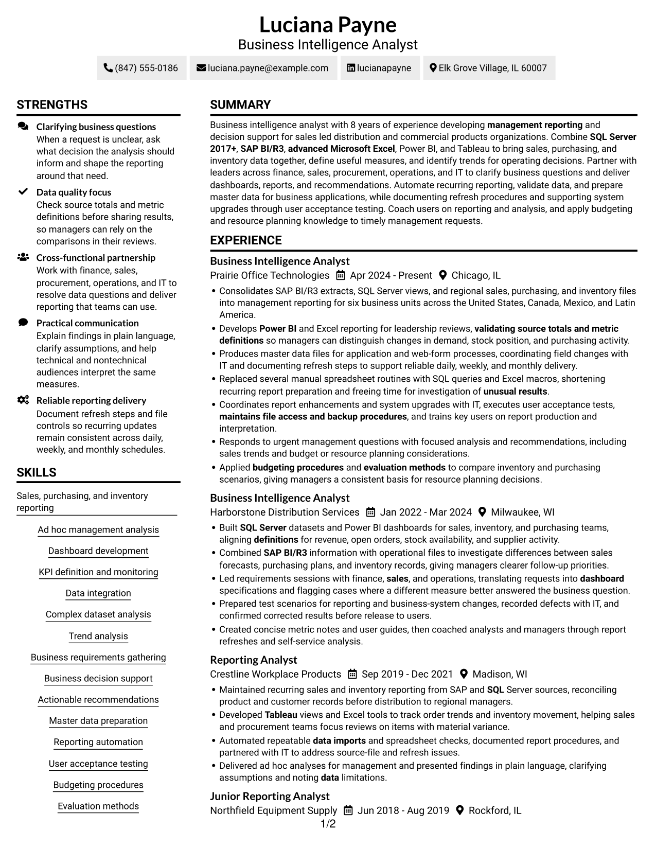 Resume example — page 1