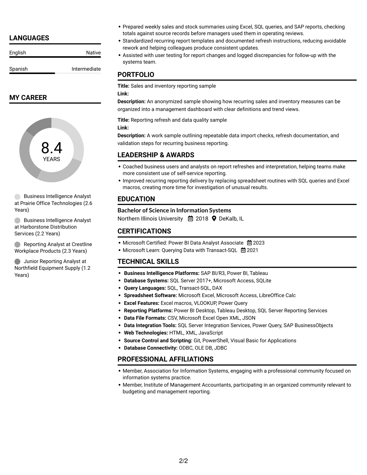 Resume example — page 2