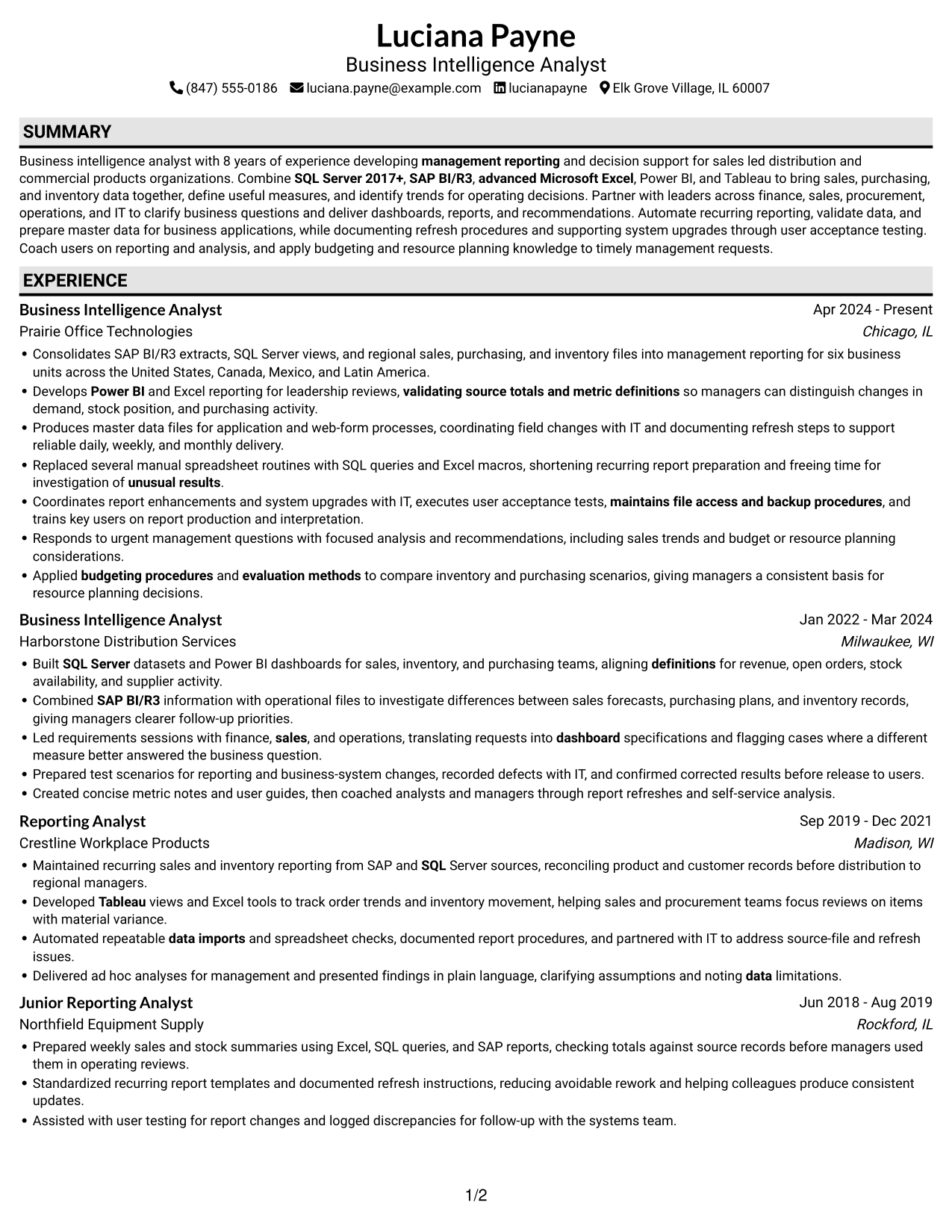 Resume example — page 1