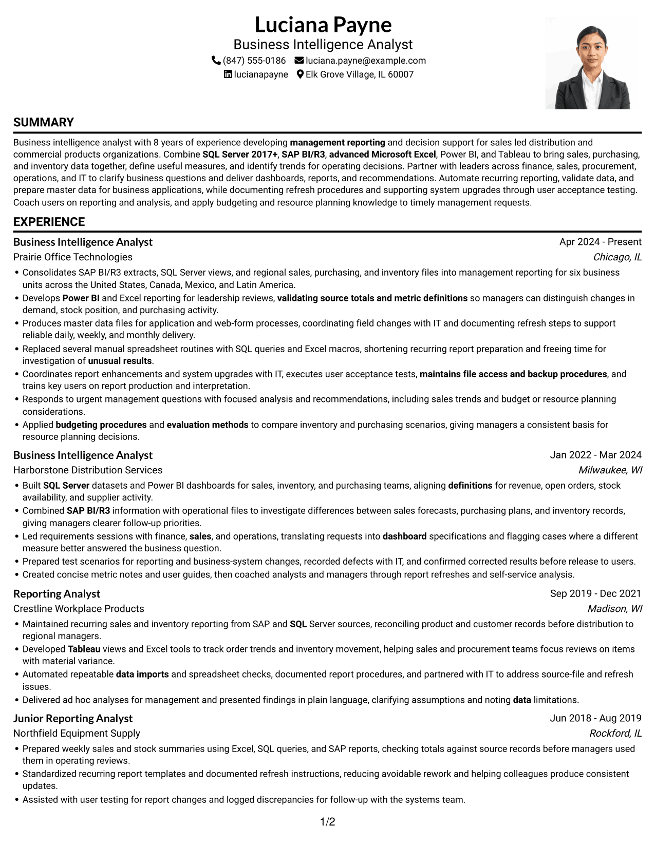 Resume example — page 1