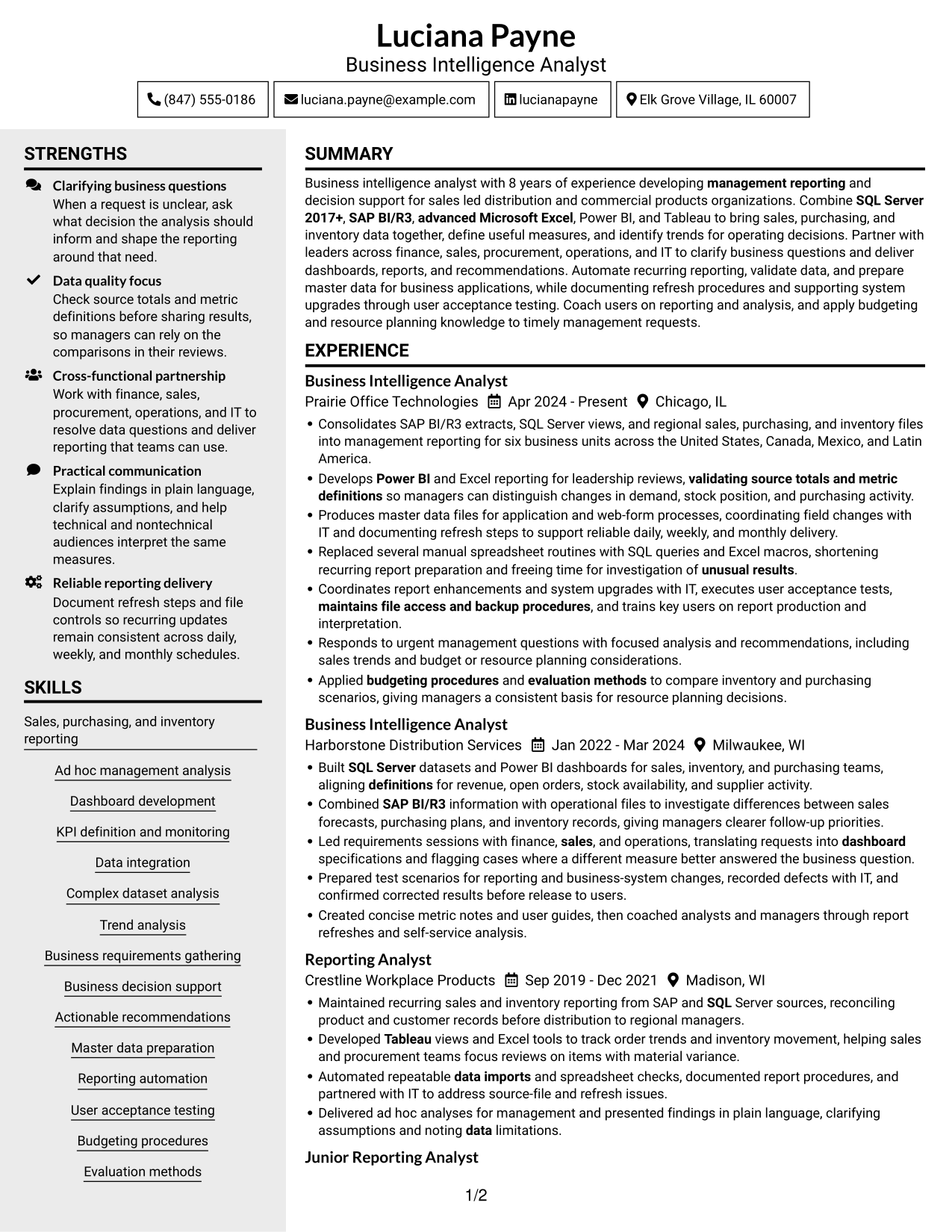 Resume example — page 1