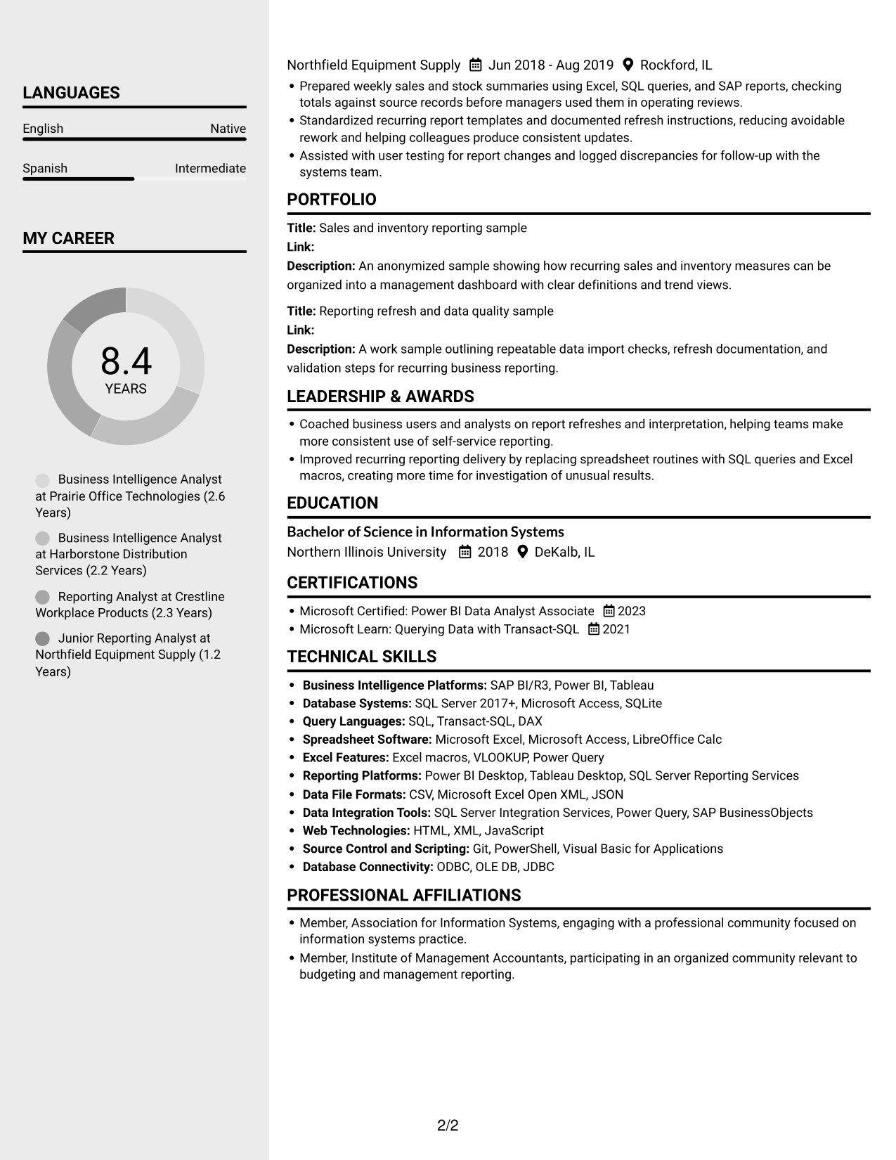 Resume example — page 2