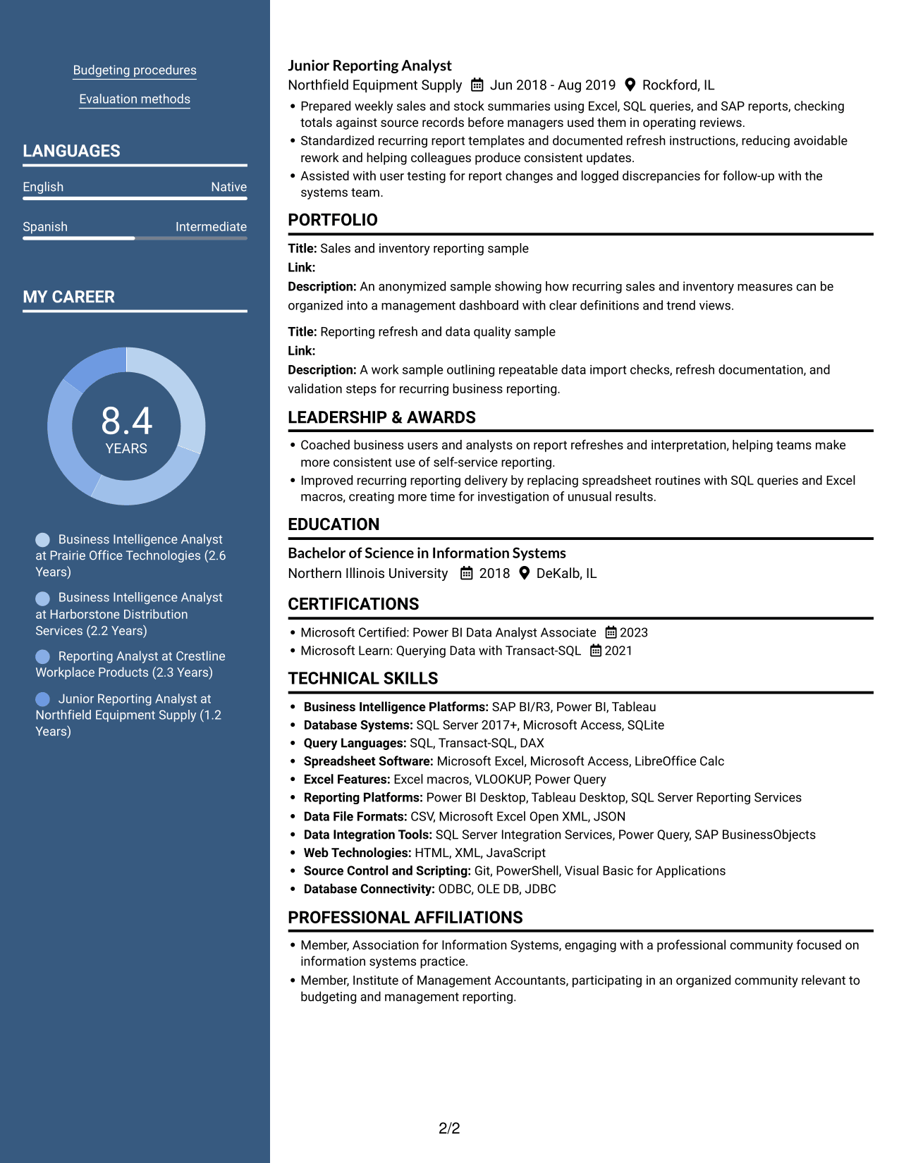 Resume example — page 2