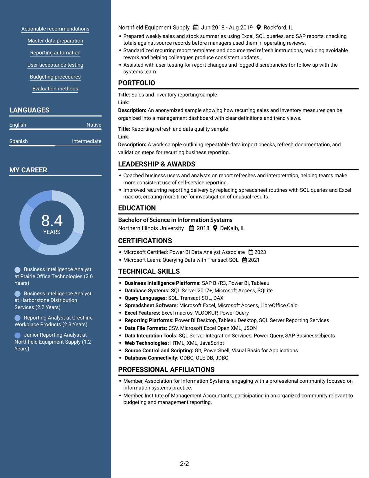 Resume example — page 2
