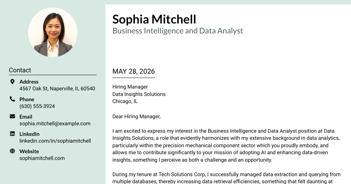 30+ Business Intelligence and Data Analyst Cover Letter Templates with Example 2026