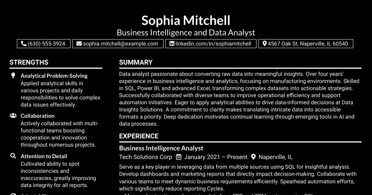 33 Business Intelligence and Data Analyst Resume Templates with Example 2026 (ATS-Optimized)