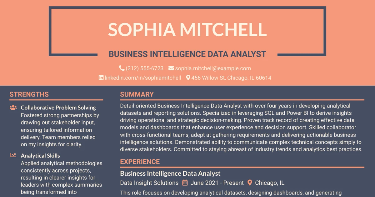 33 Business Intelligence Data Analyst Resume Templates with Example 2026 (ATS-Optimized)