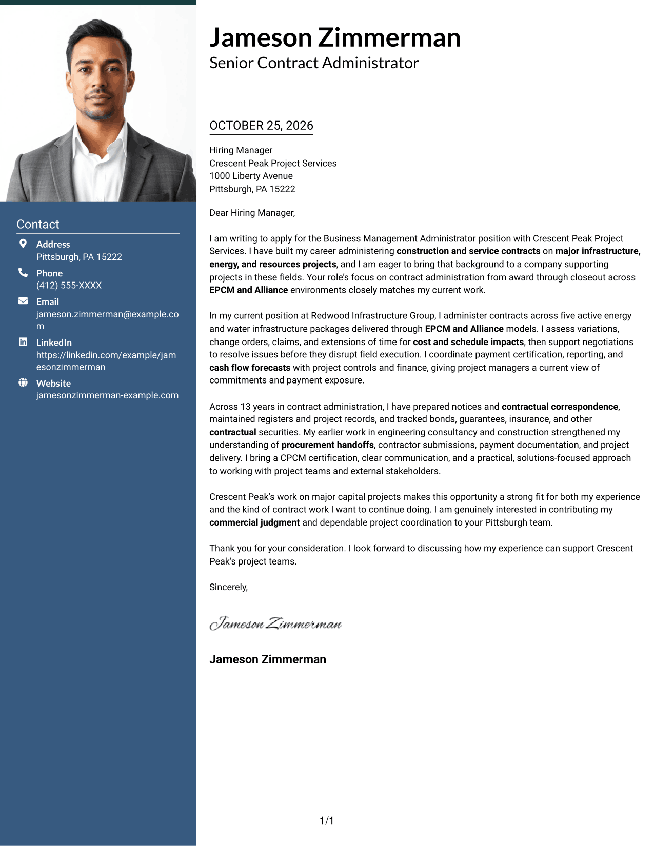 Cover letter example — page 1