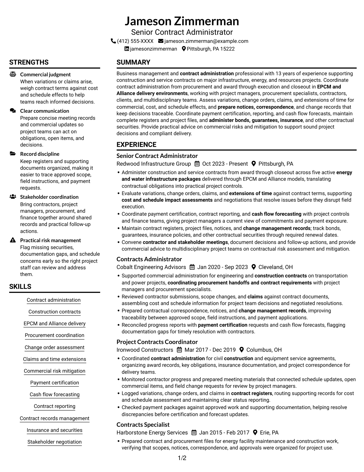 Resume example — page 1