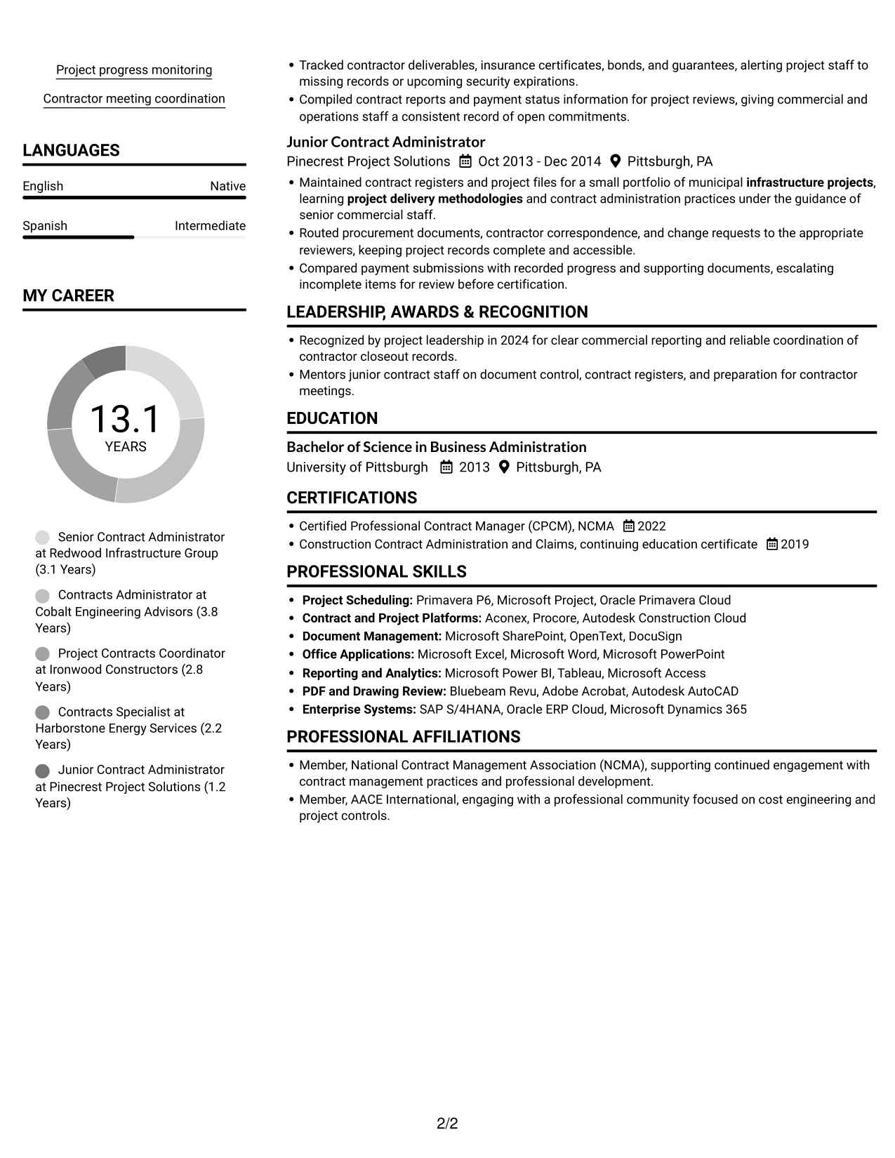 Resume example — page 2