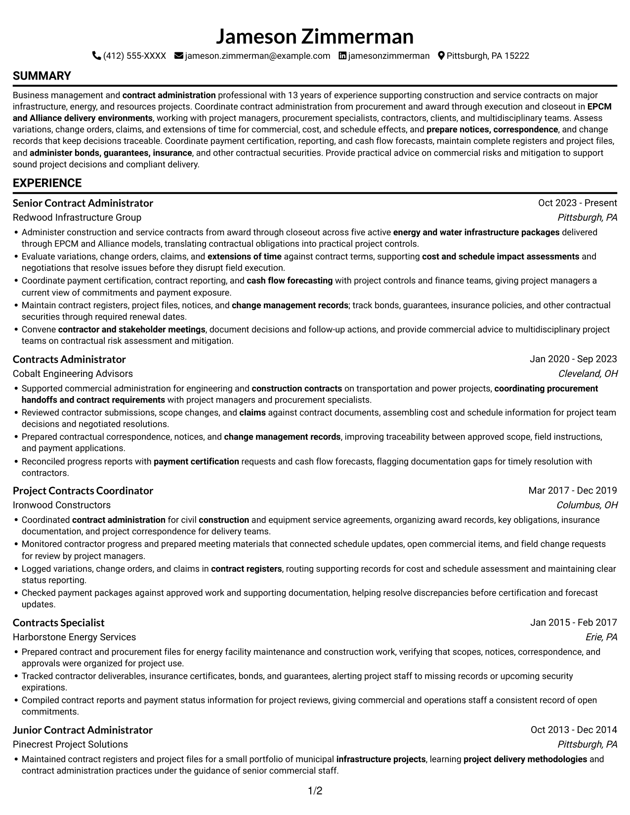 Resume example — page 1
