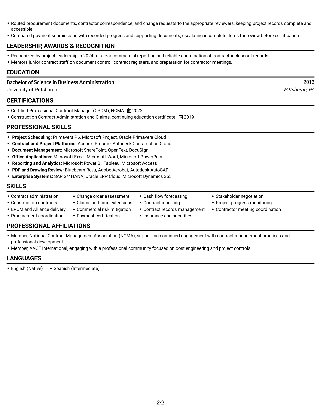 Resume example — page 2