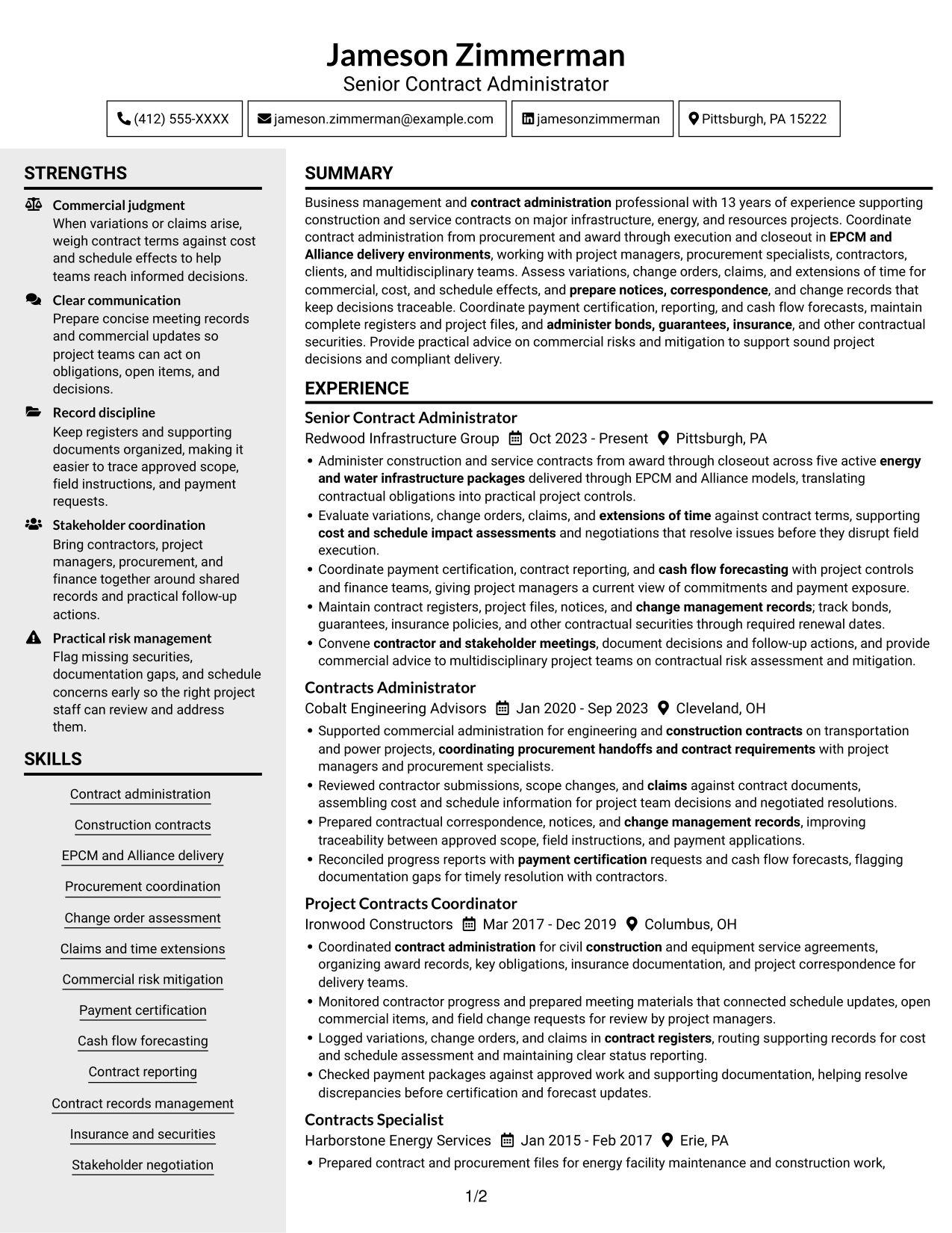 Resume example — page 1