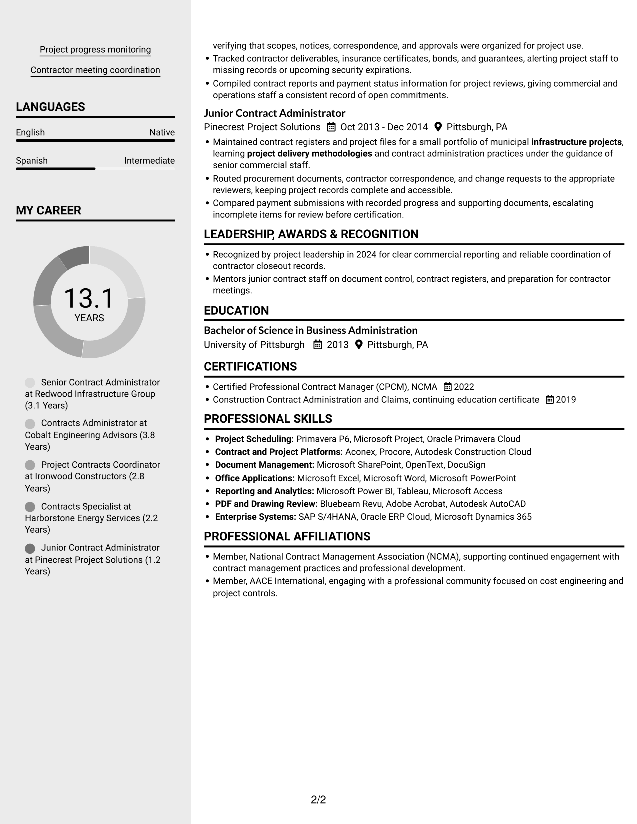 Resume example — page 2