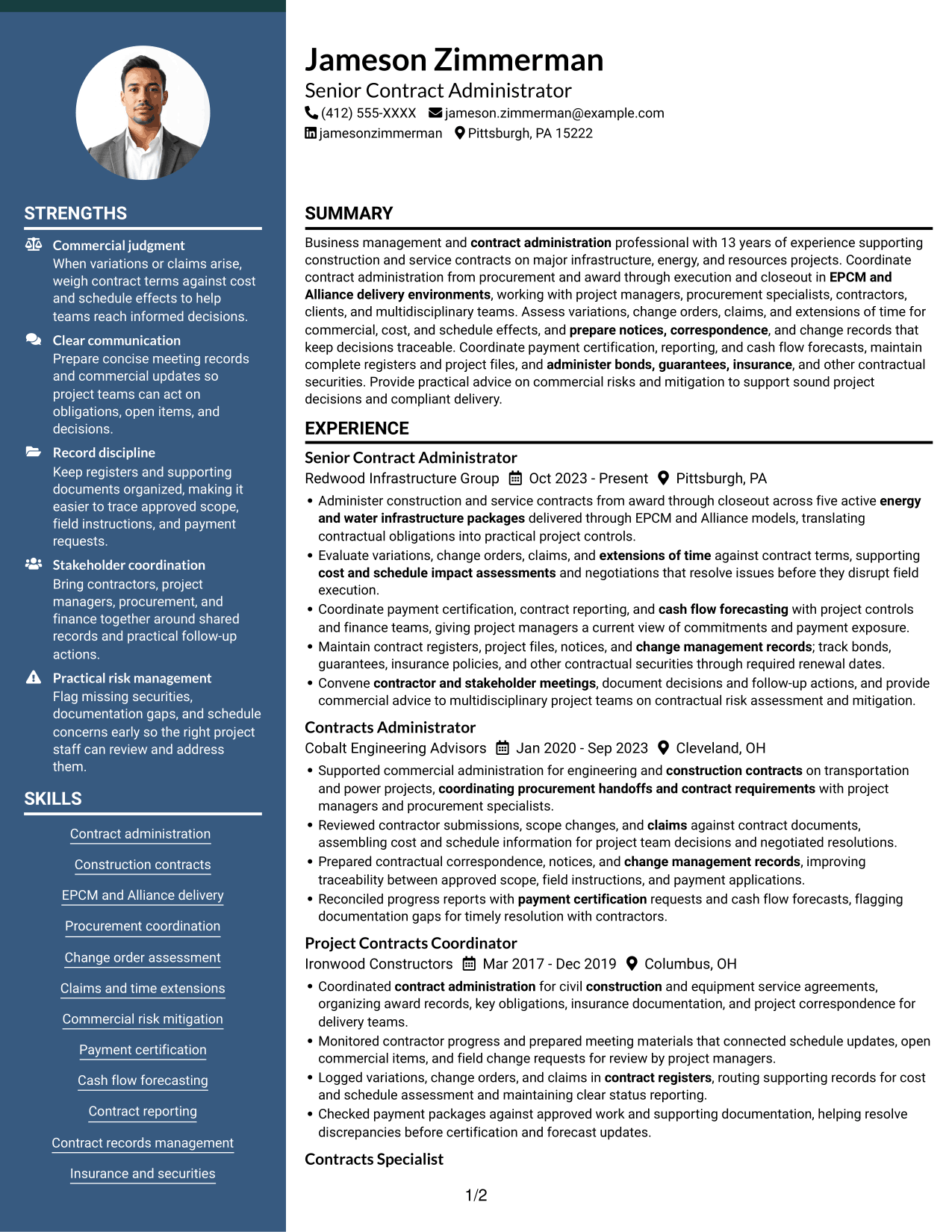 Resume example — page 1