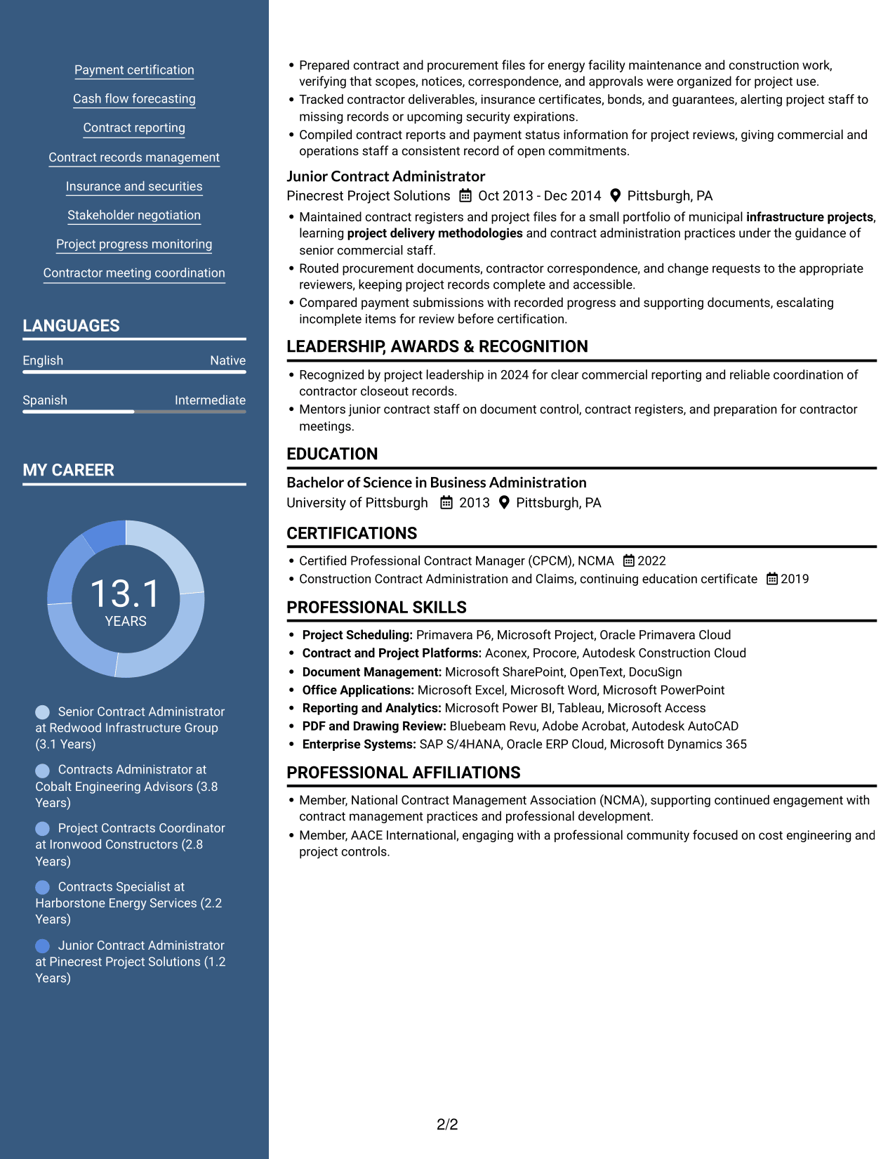 Resume example — page 2