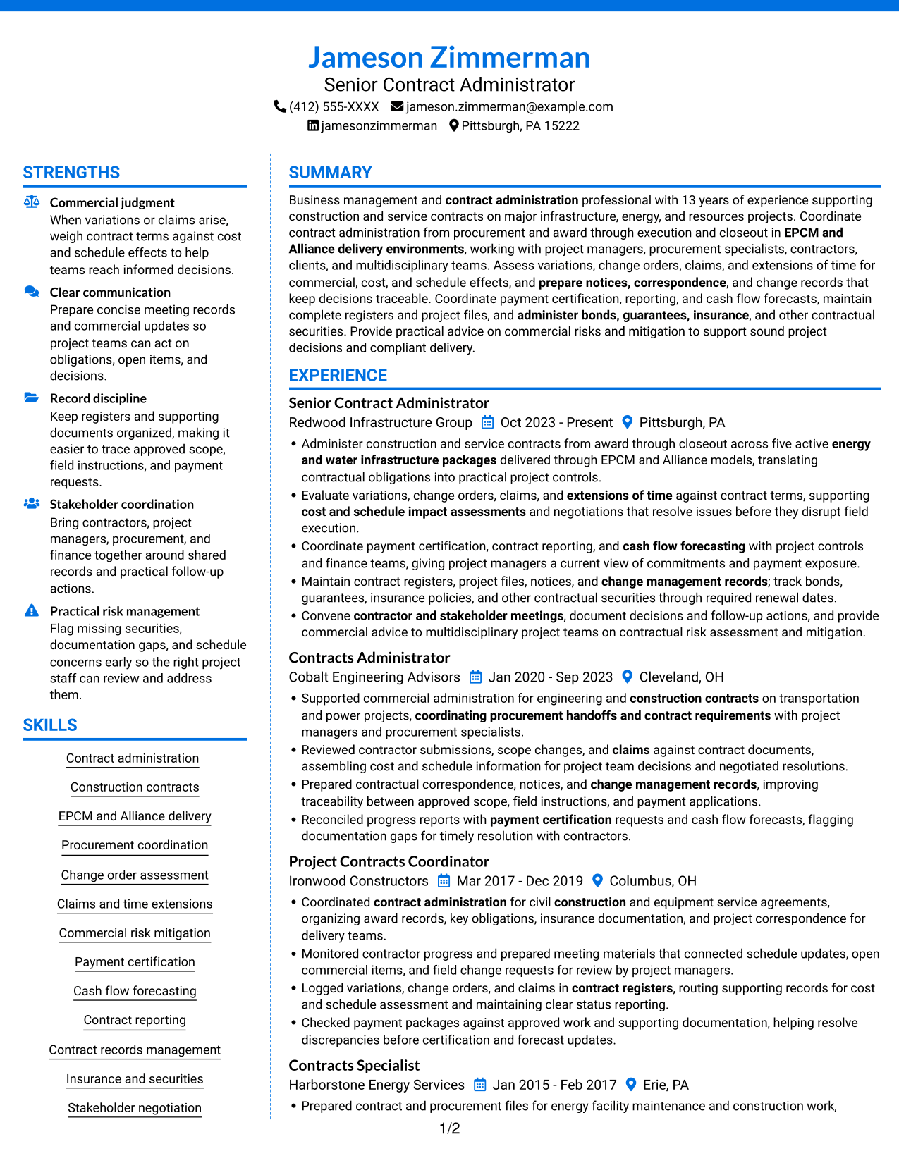 Resume example — page 1