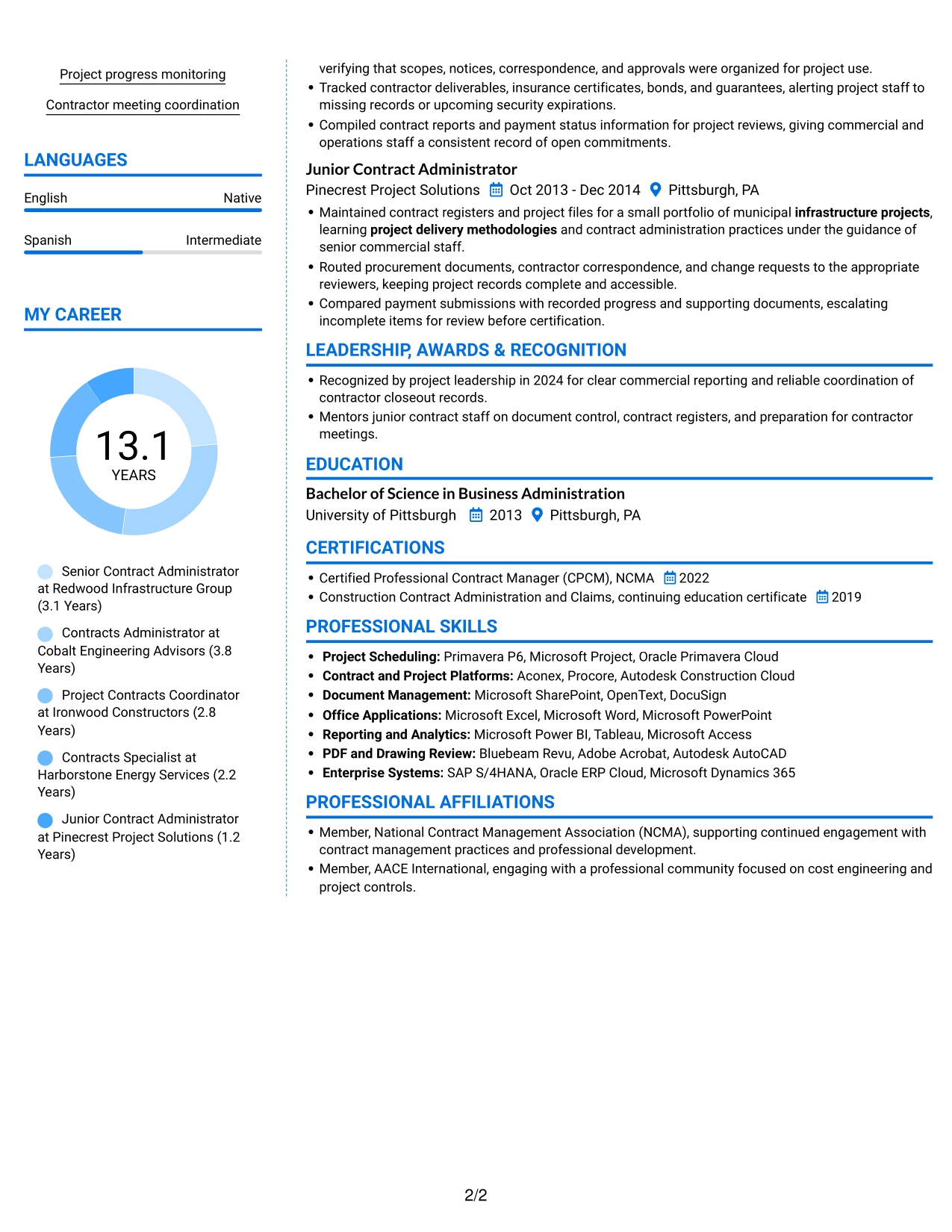 Resume example — page 2