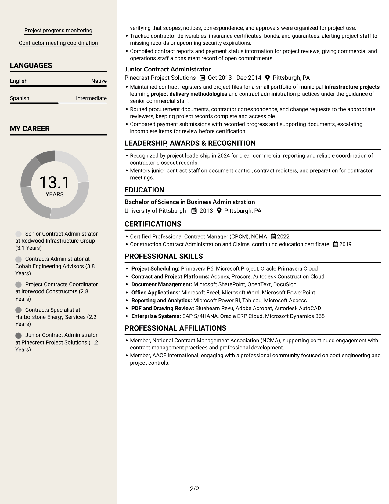 Resume example — page 2