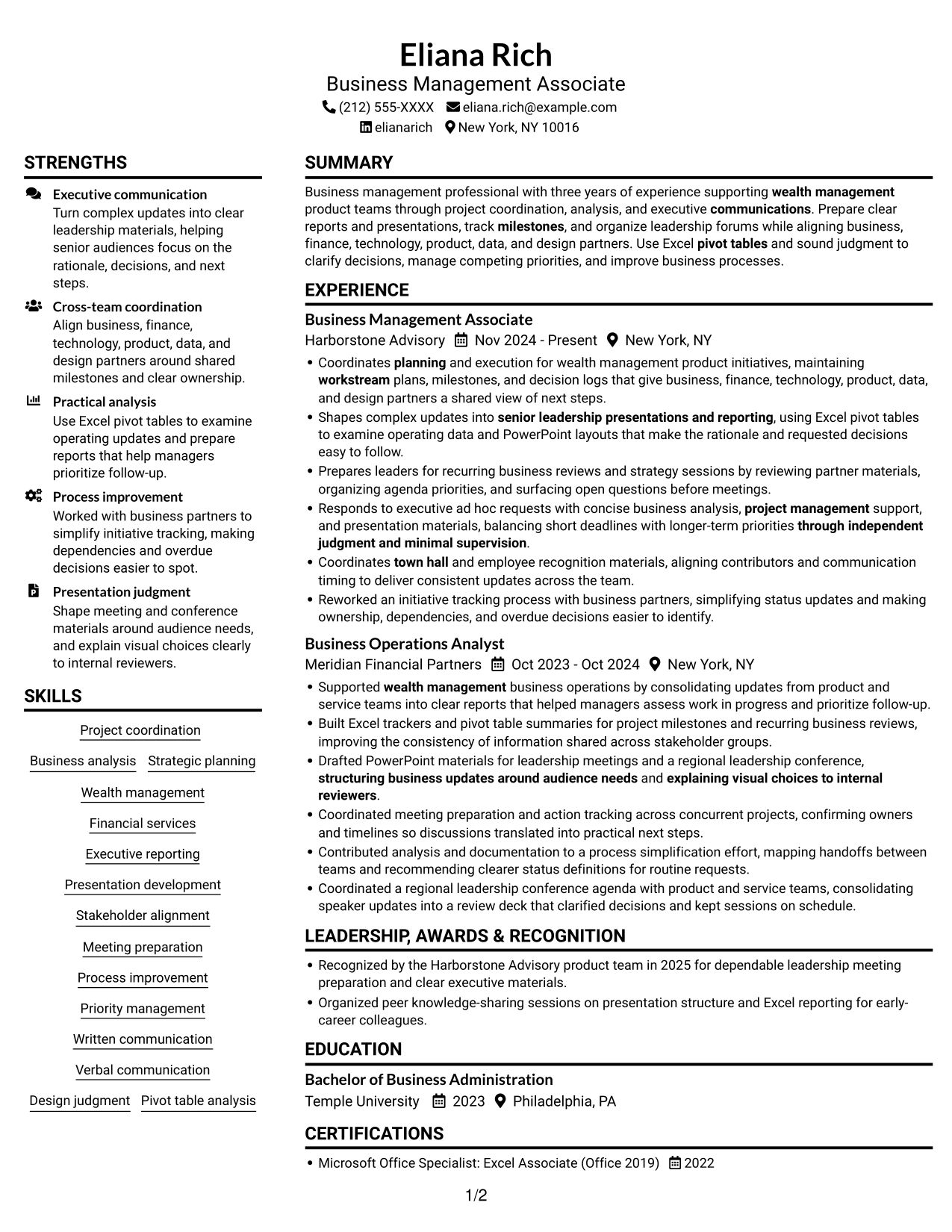 Resume example — page 1