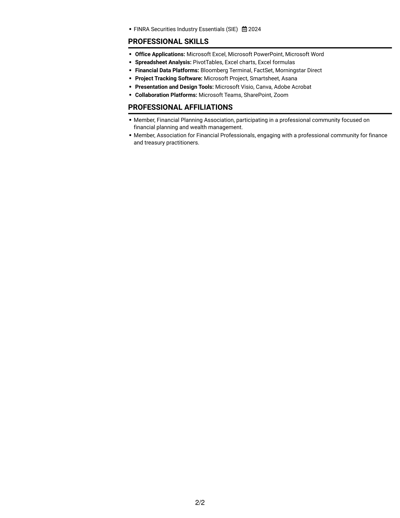 Resume example — page 2