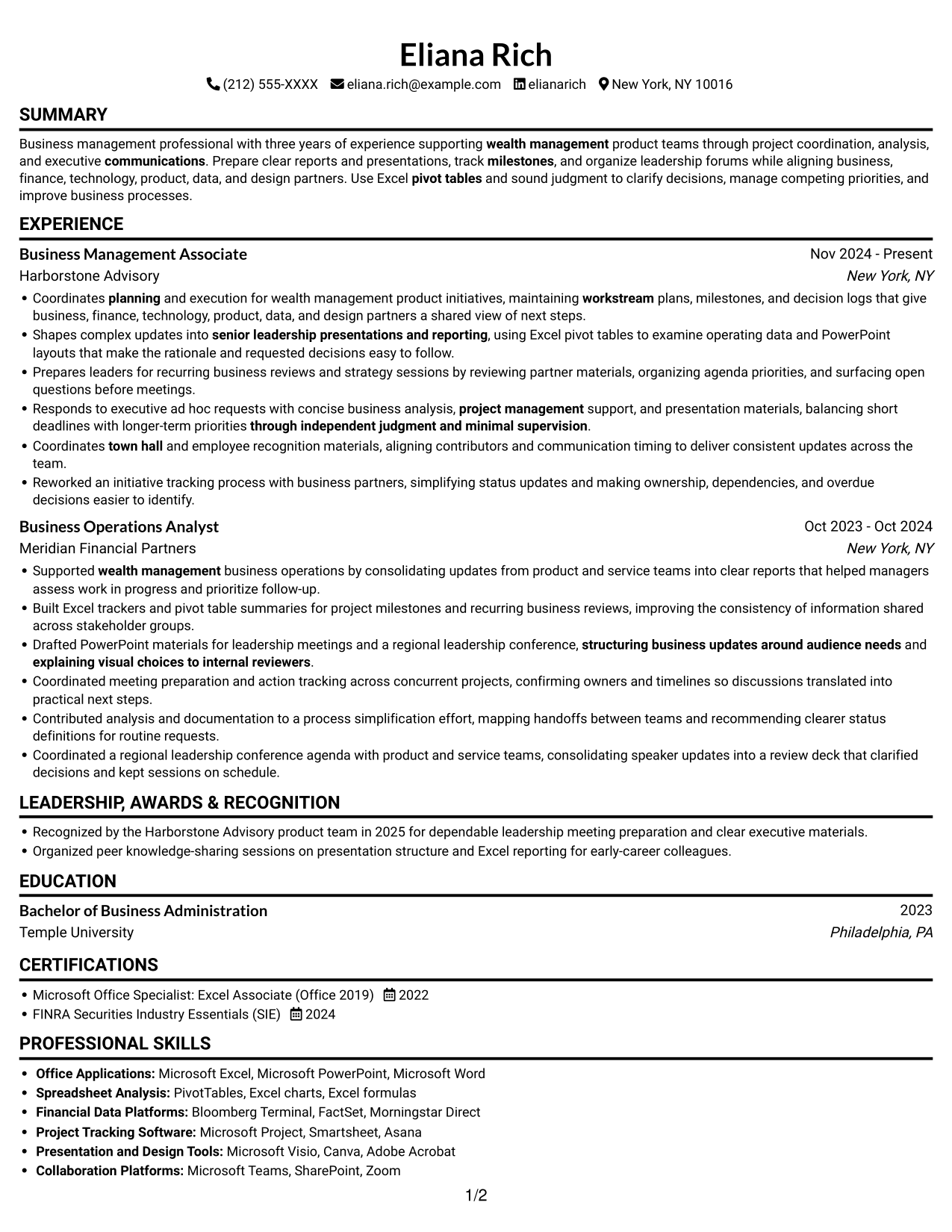 Resume example — page 1