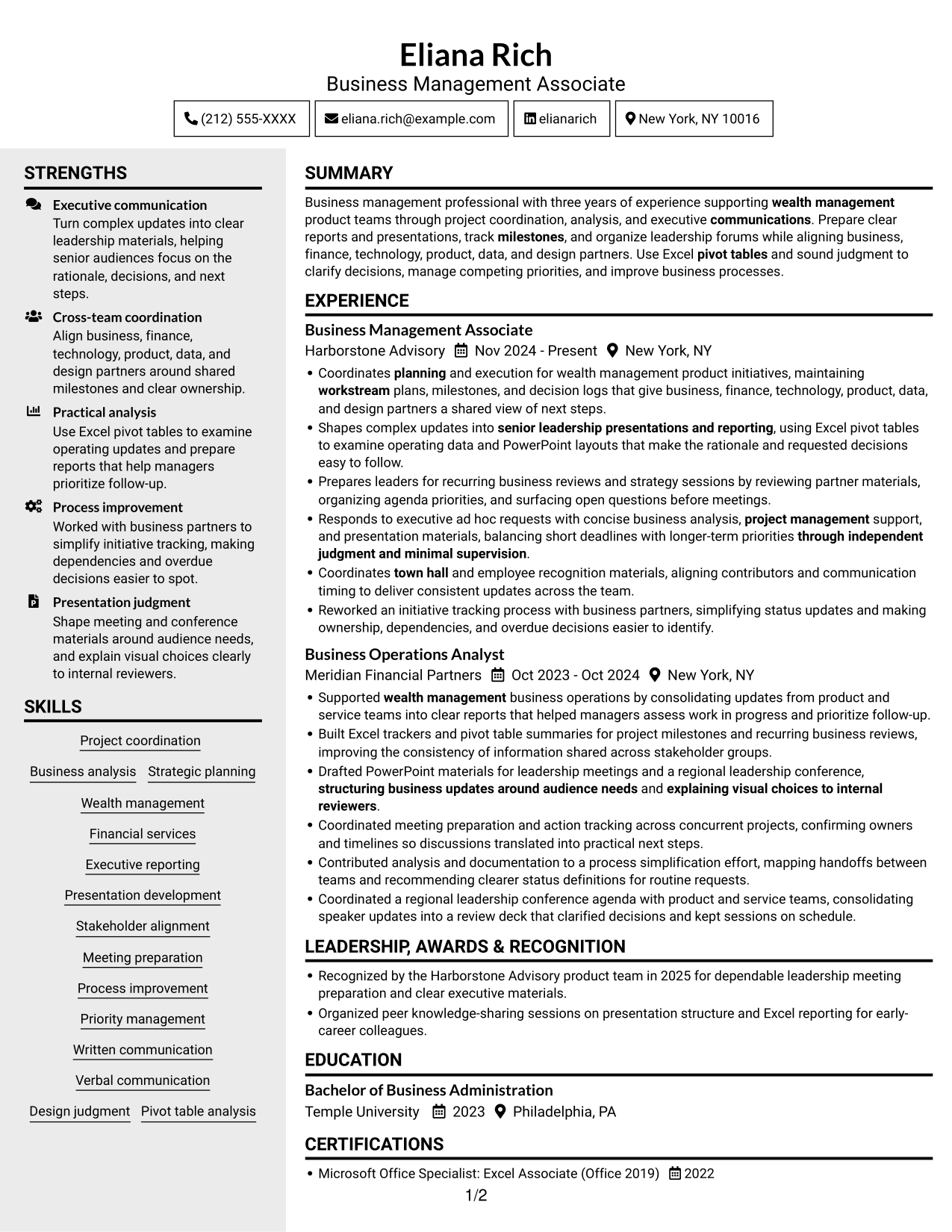 Resume example — page 1
