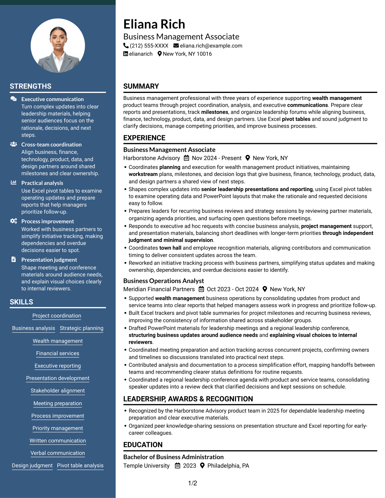 Resume example — page 1