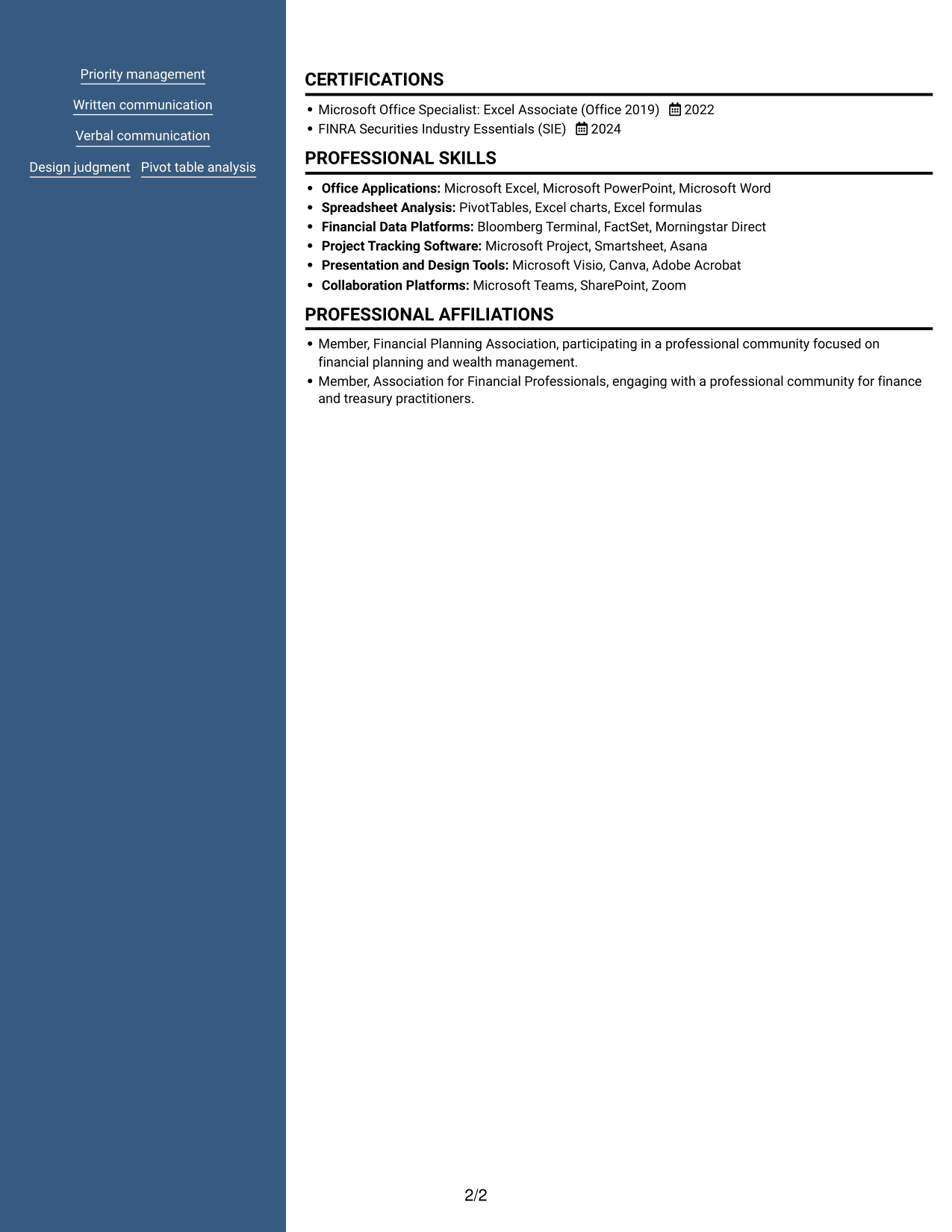 Resume example — page 2