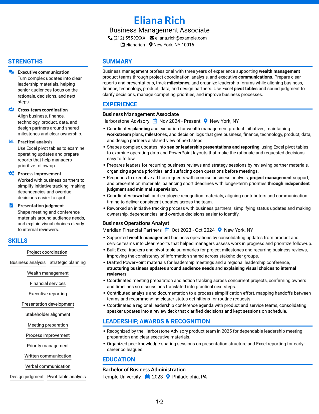 Resume example — page 1