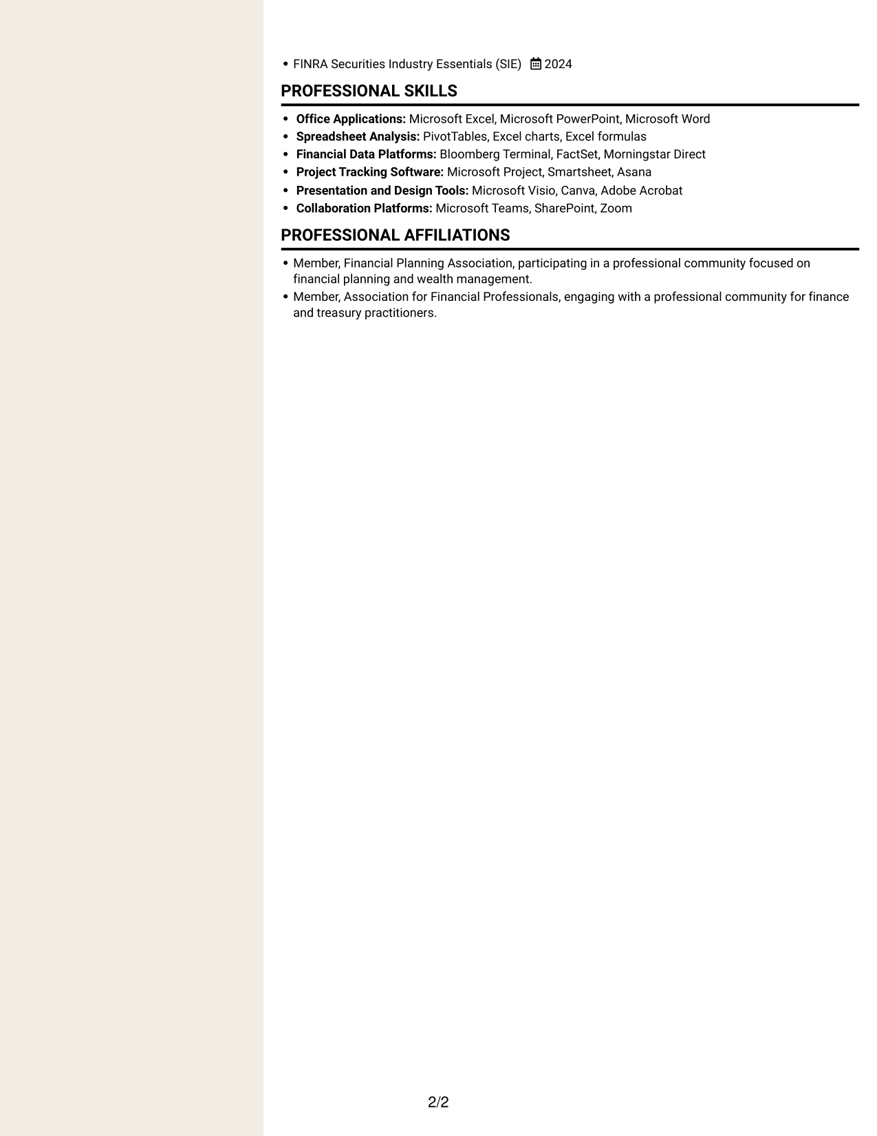 Resume example — page 2