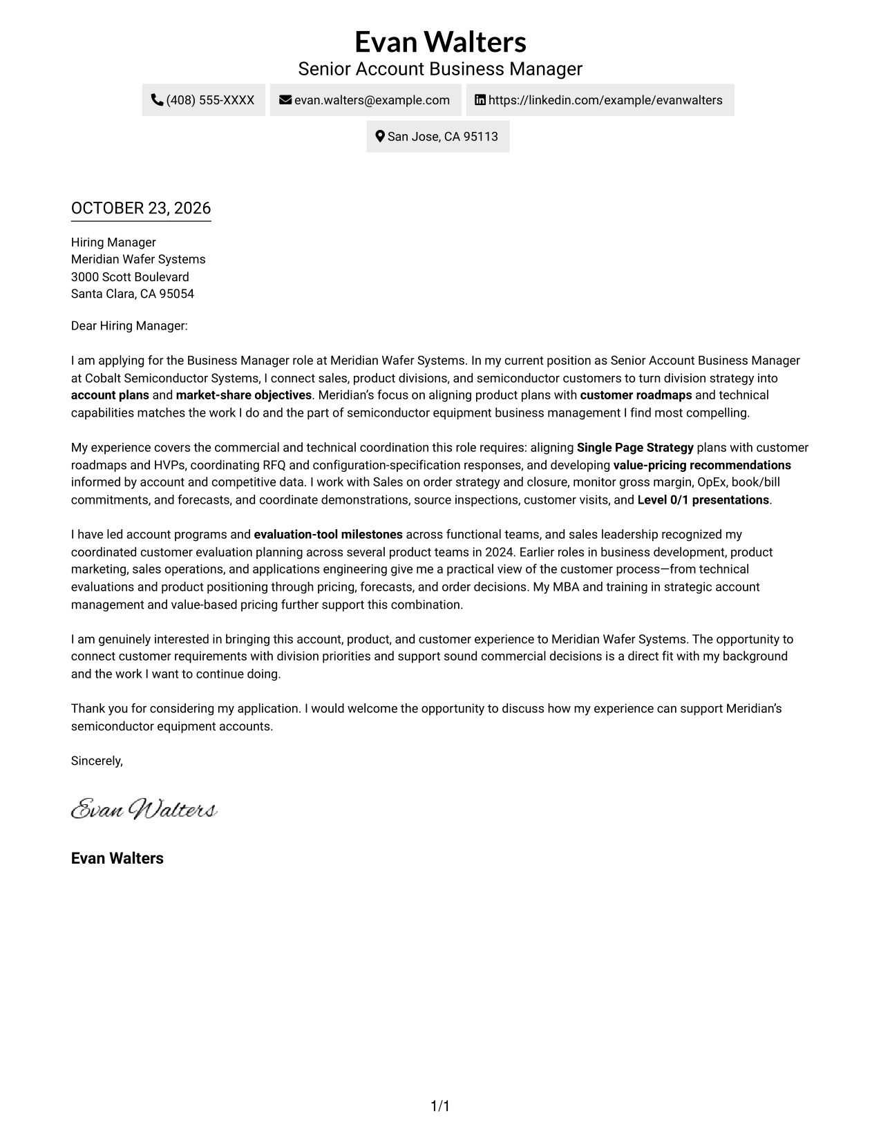 Cover letter example — page 1