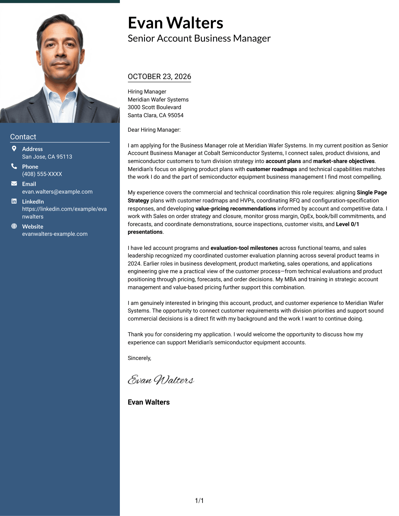 Cover letter example — page 1