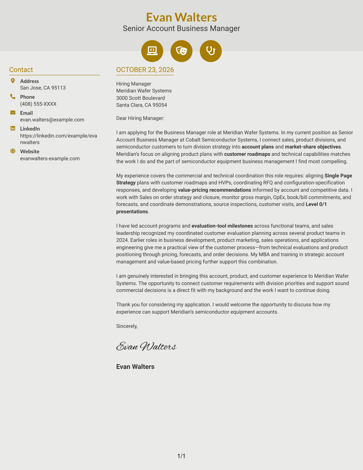 Cover letter example — page 1
