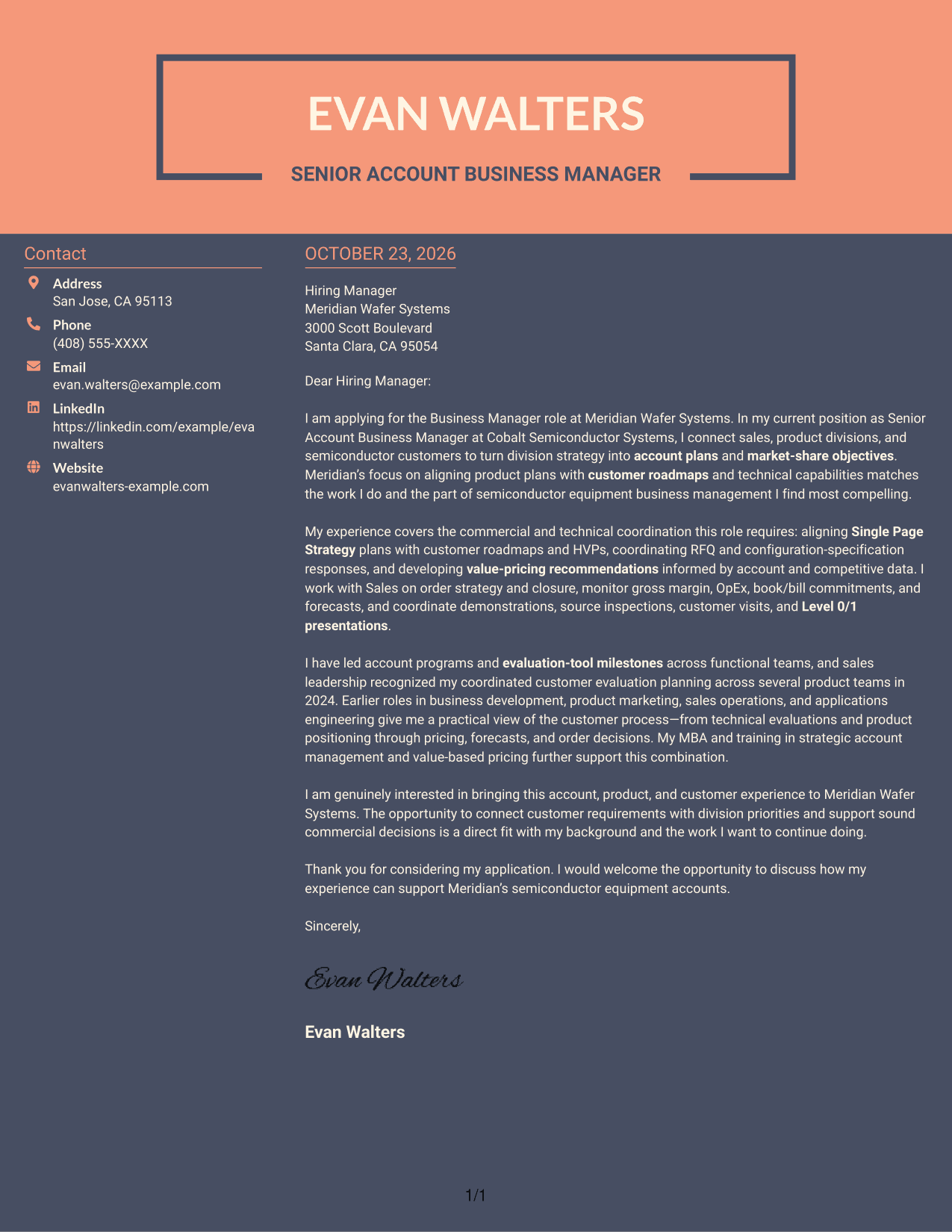 Cover letter example — page 1