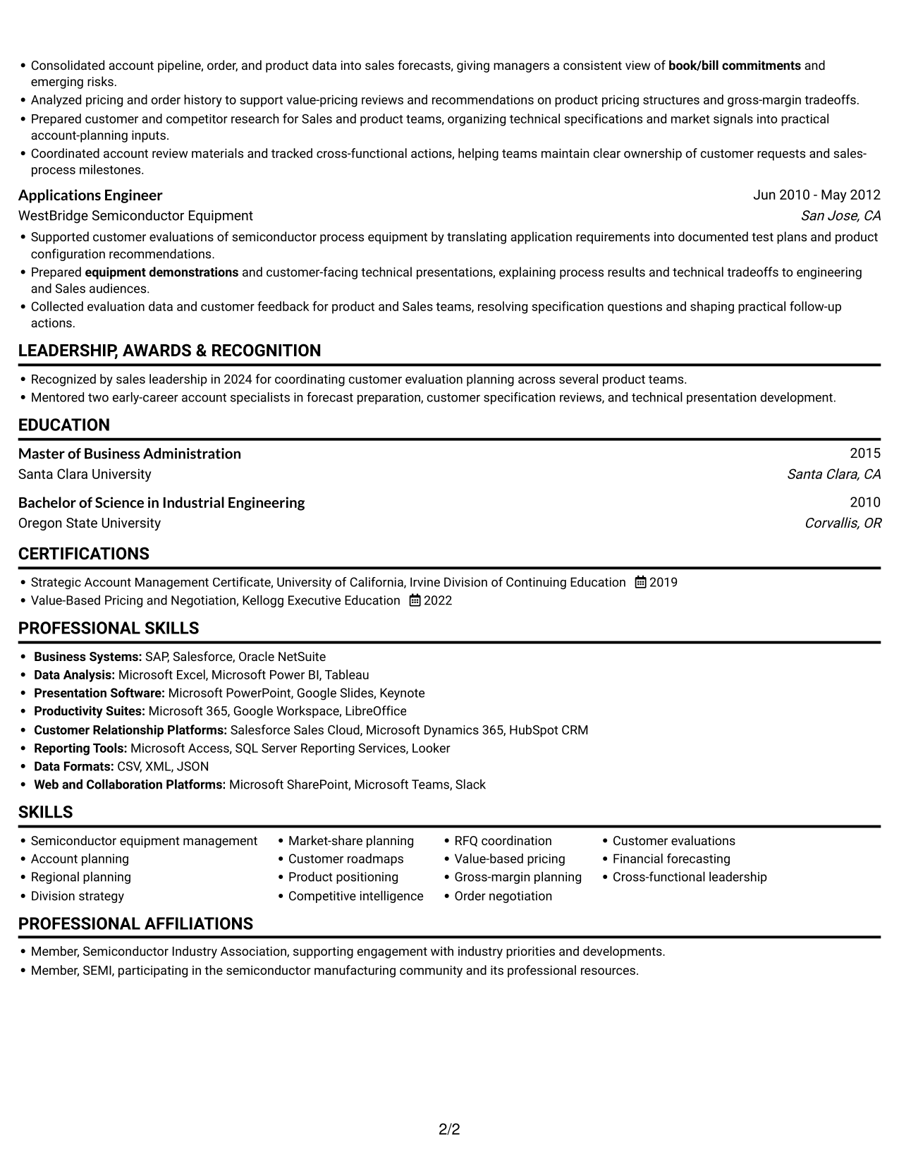 Resume example — page 2