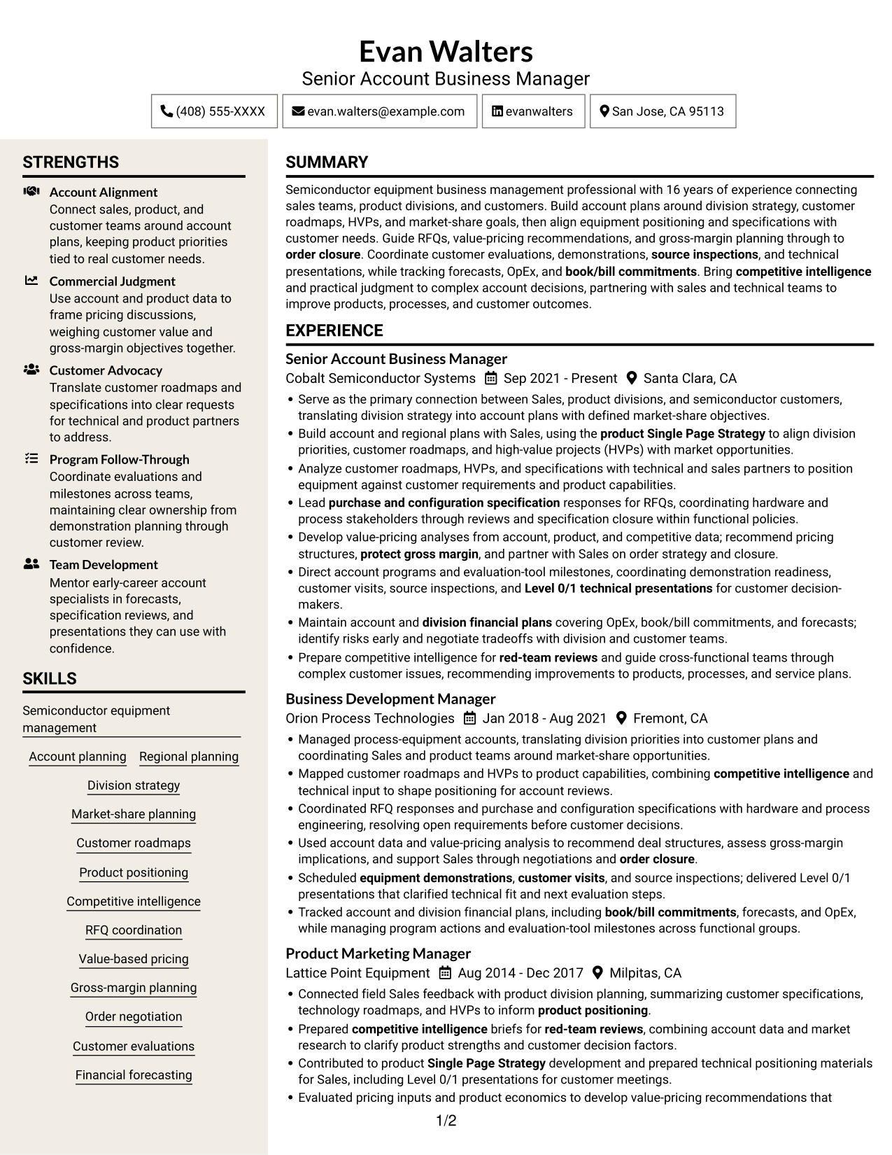 Resume example — page 1