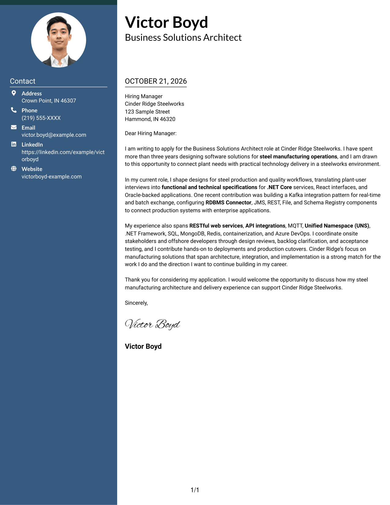 Cover letter example — page 1