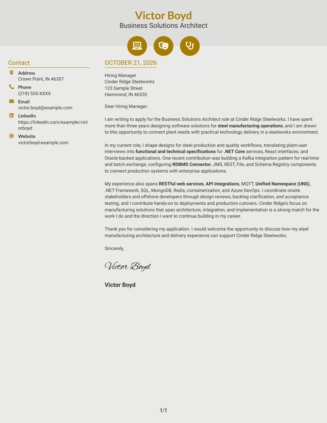 Cover letter example — page 1