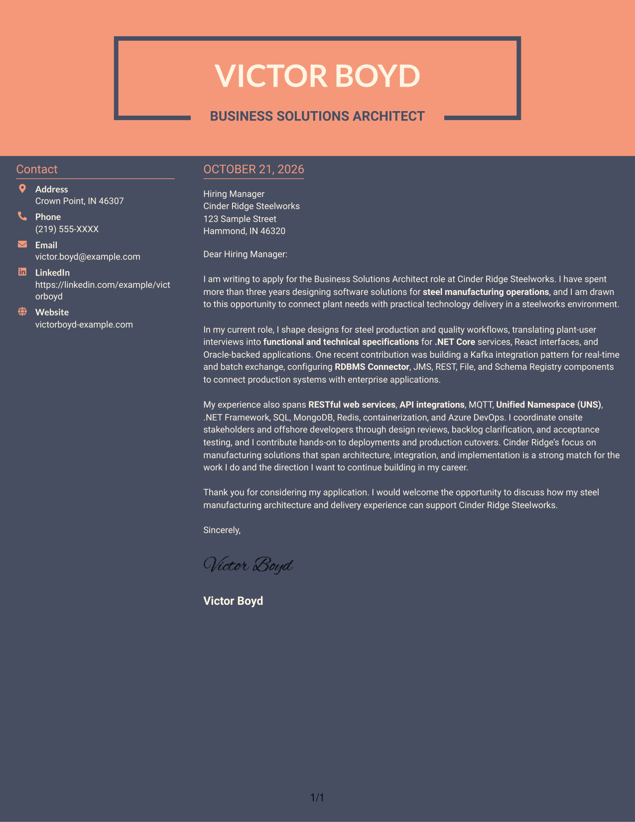Cover letter example — page 1