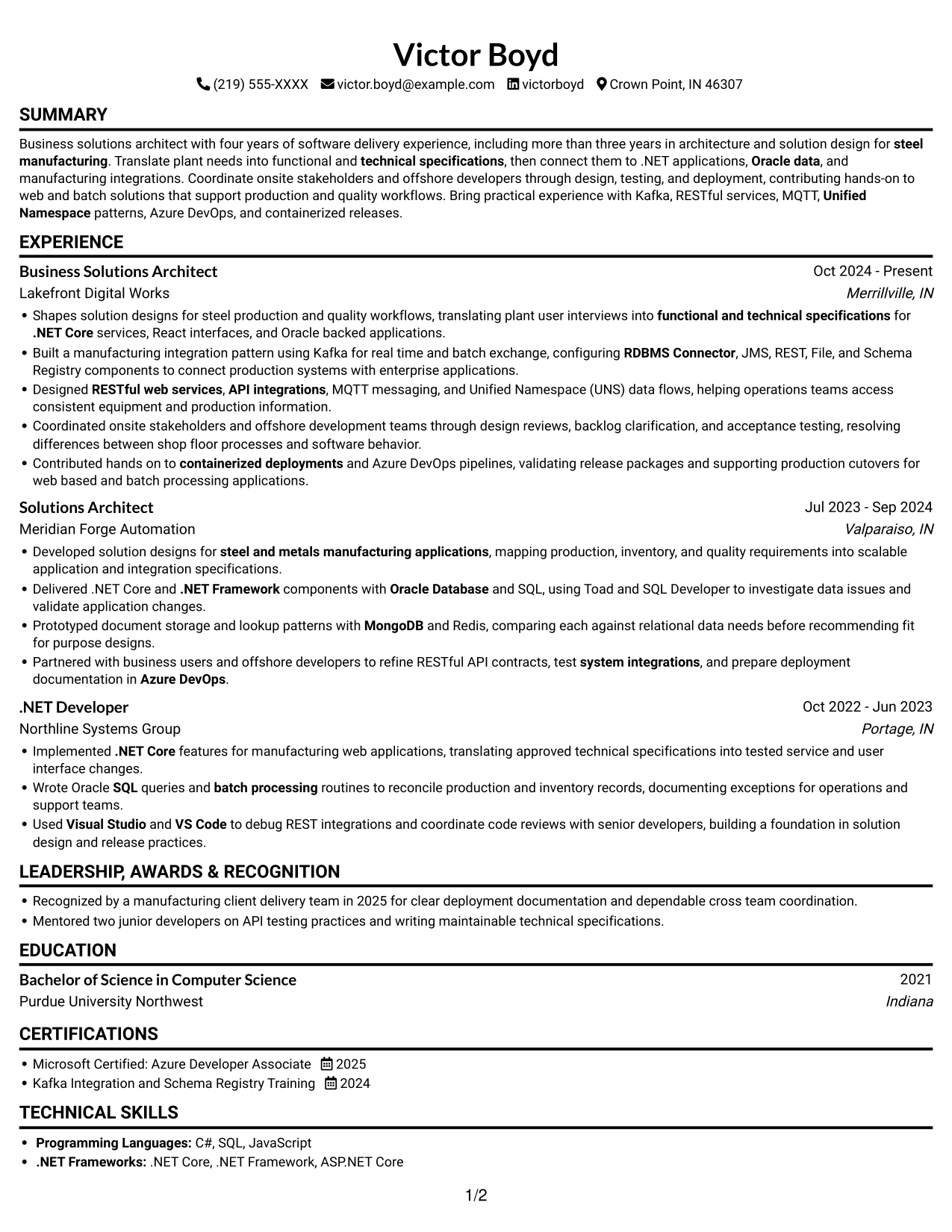 Resume example — page 1
