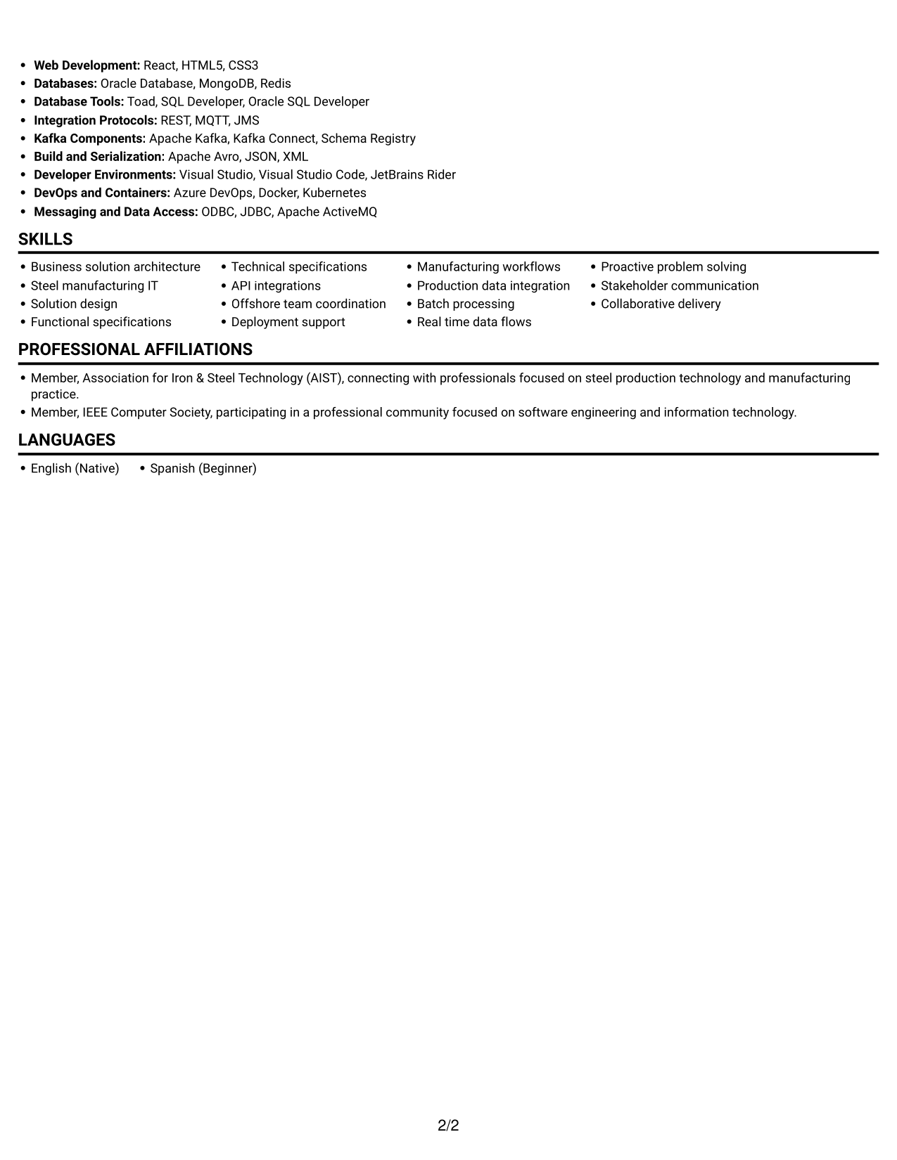 Resume example — page 2