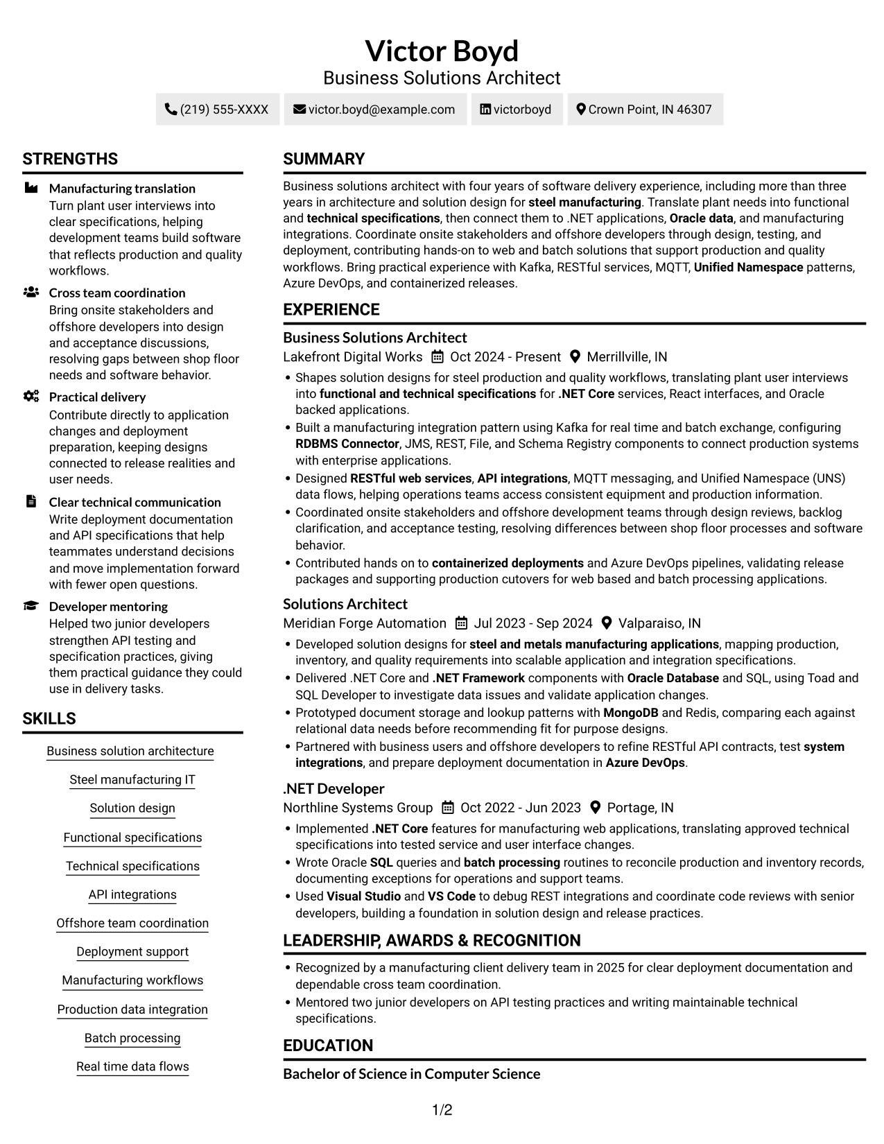 Resume example — page 1