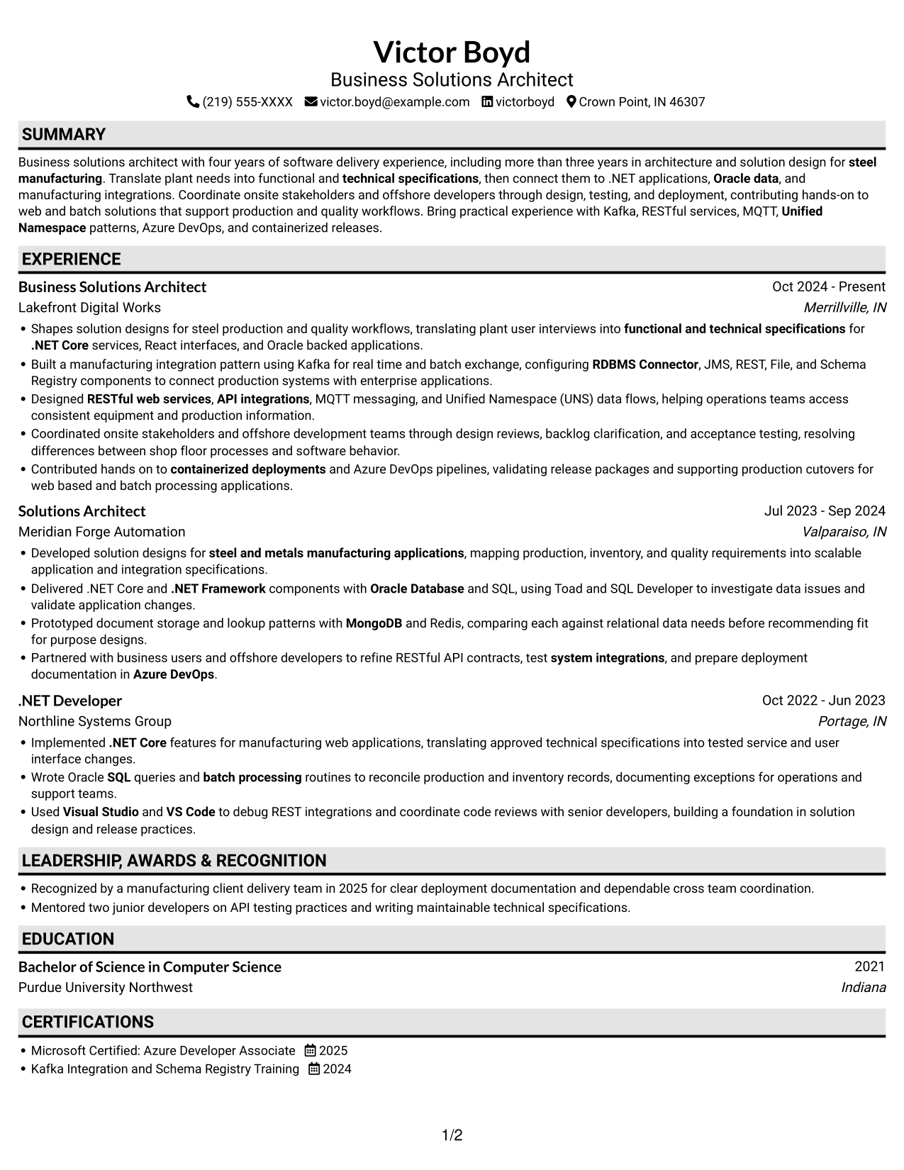Resume example — page 1