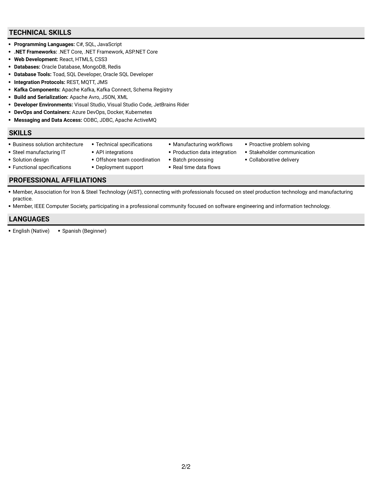 Resume example — page 2